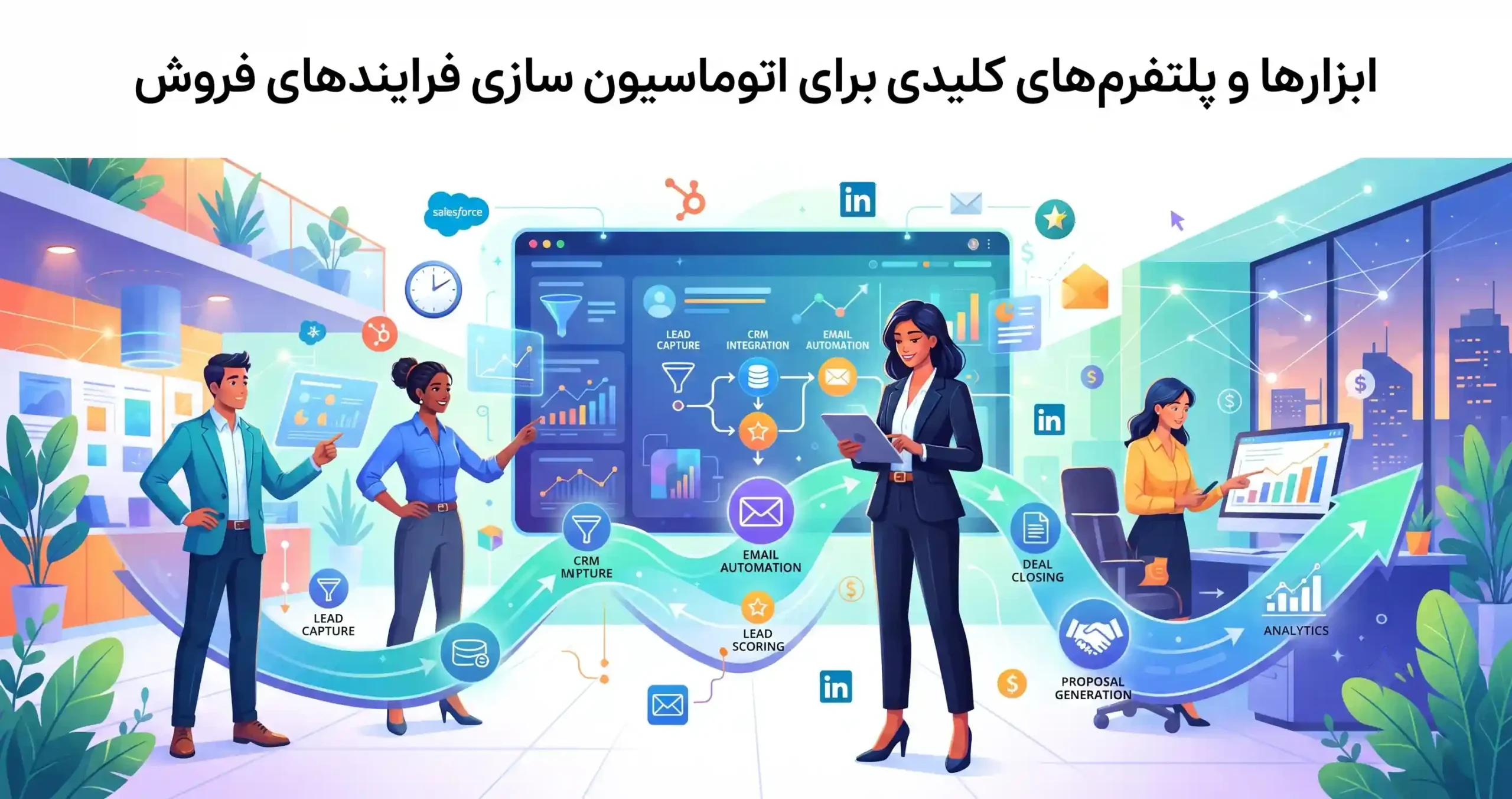 📊 ابزارها و پلتفرمهای کلیدی برای اتوماسیون سازی فرایندهای فروش