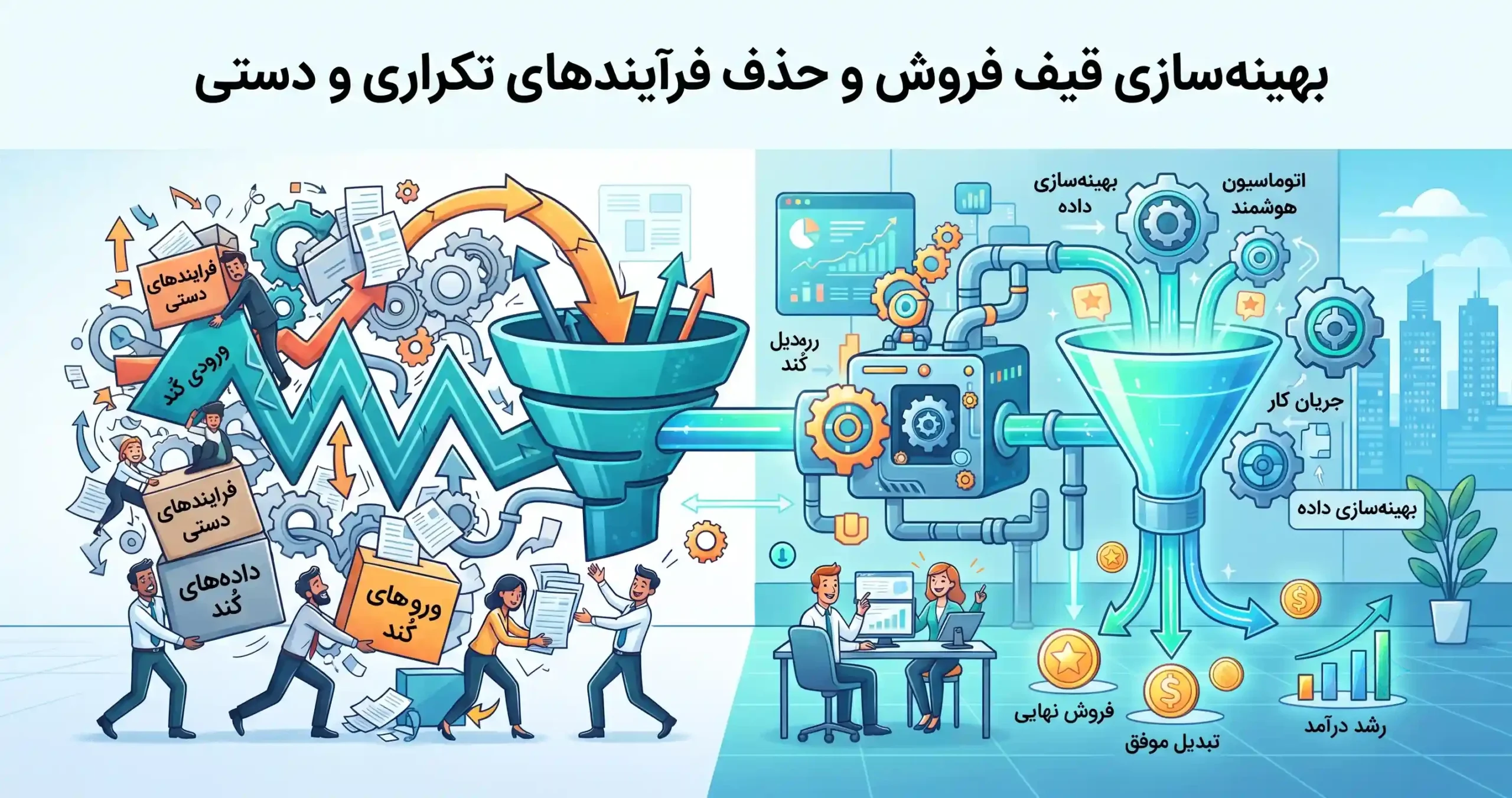 🛠️ بهینهسازی قیف فروش و حذف فرآیندهای تکراری و دستی
