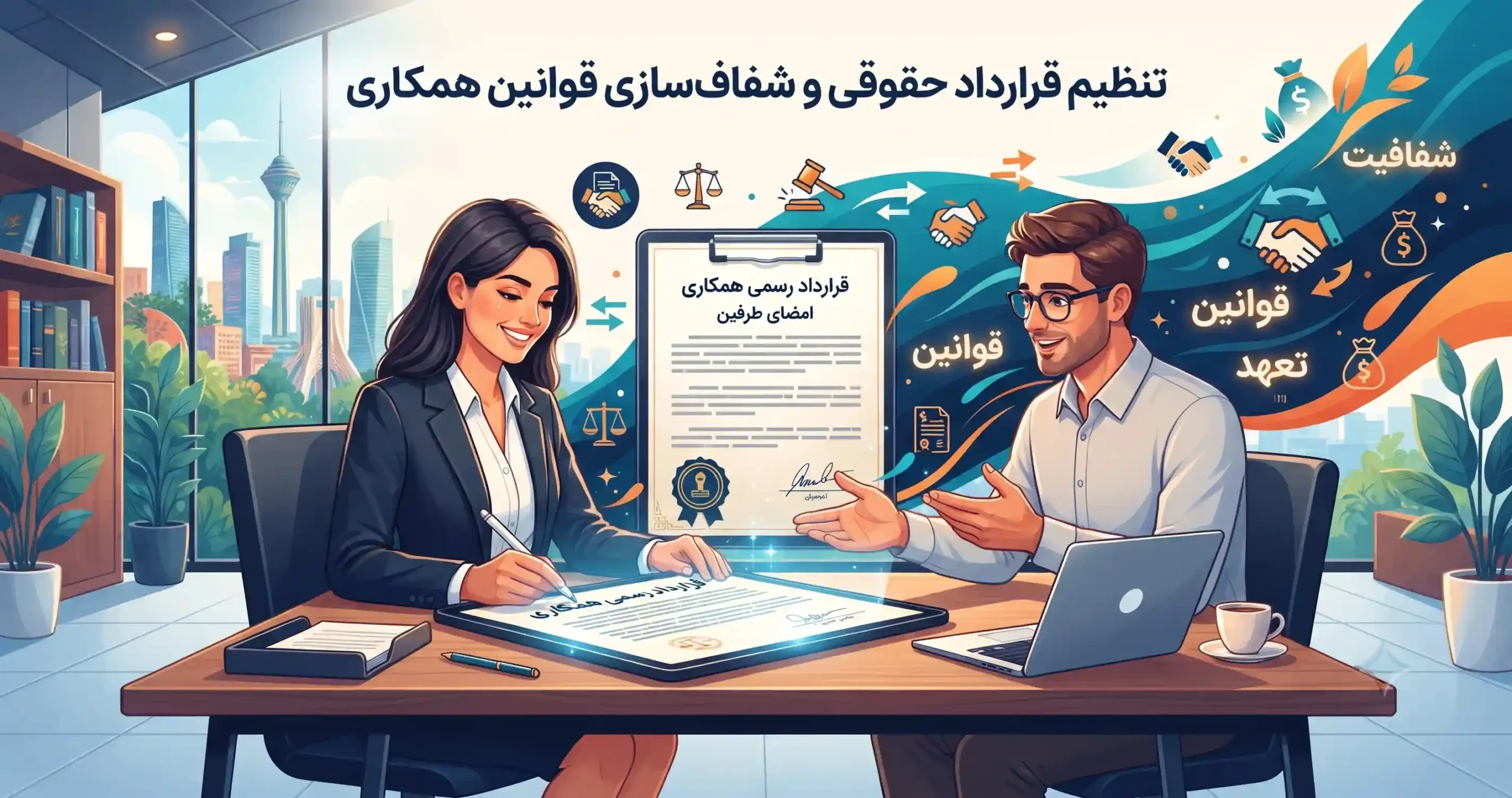 📝 تنظیم قرارداد حقوقی و شفاف‌سازی قوانین همکاری