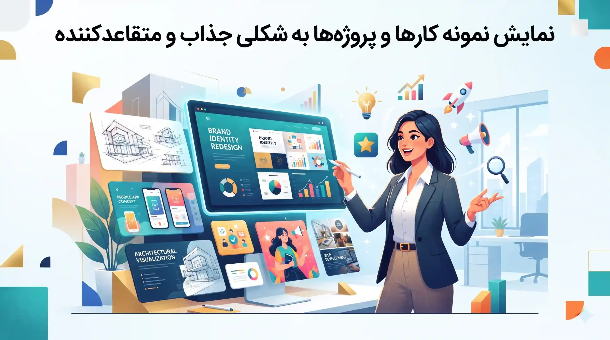 💼 نمایش نمونه کارها و پروژهها به شکلی جذاب و متقاعدکننده