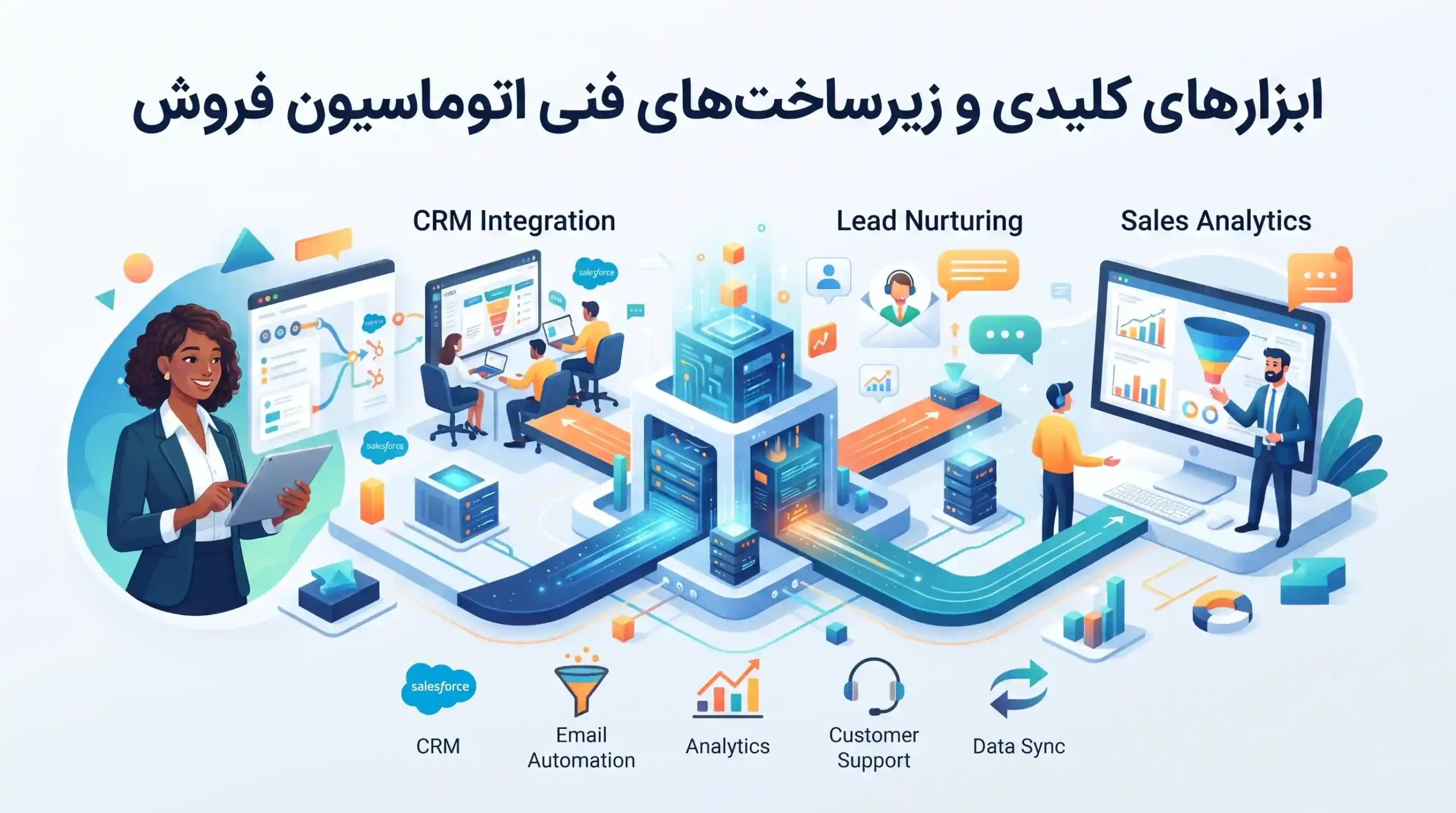 🛠️ ابزارهای کلیدی و زیرساختهای فنی اتوماسیون فروش