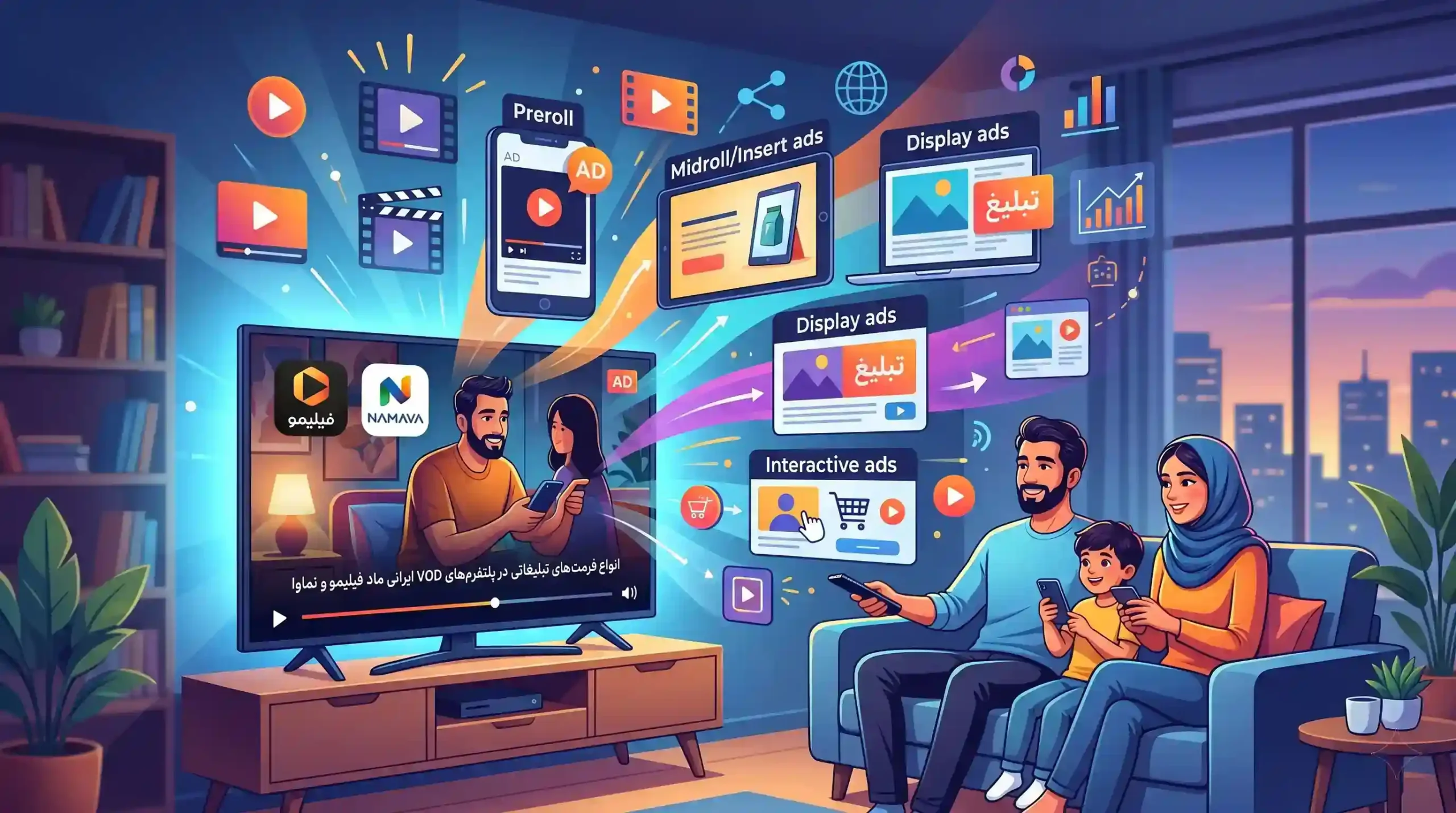 💡 انواع فرمتهای تبلیغاتی در پلتفرمهای VOD ایرانی مانند فیلیمو و نماوا