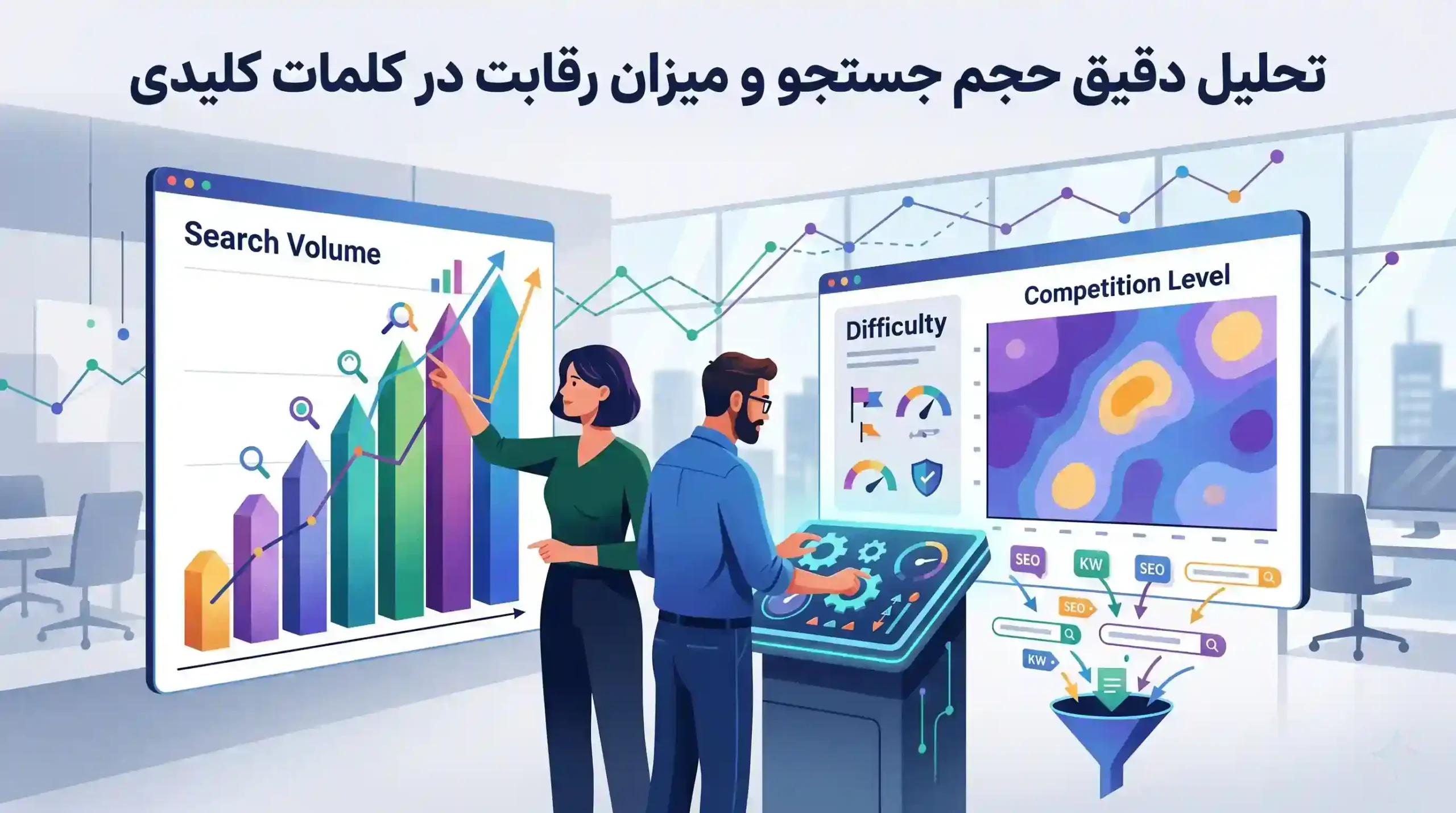 📊 تحلیل دقیق حجم جستجو و میزان رقابت در کلمات کلیدی