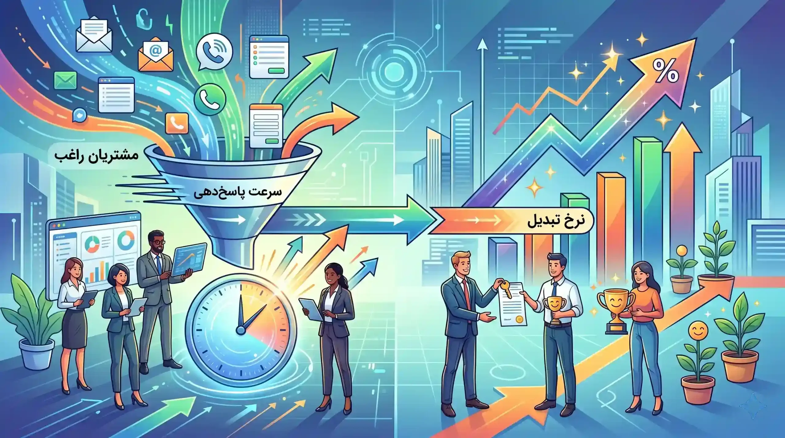 ⚡ افزایش سرعت پاسخدهی به مشتریان راغب و تاثیر مستقیم آن بر نرخ تبدیل
