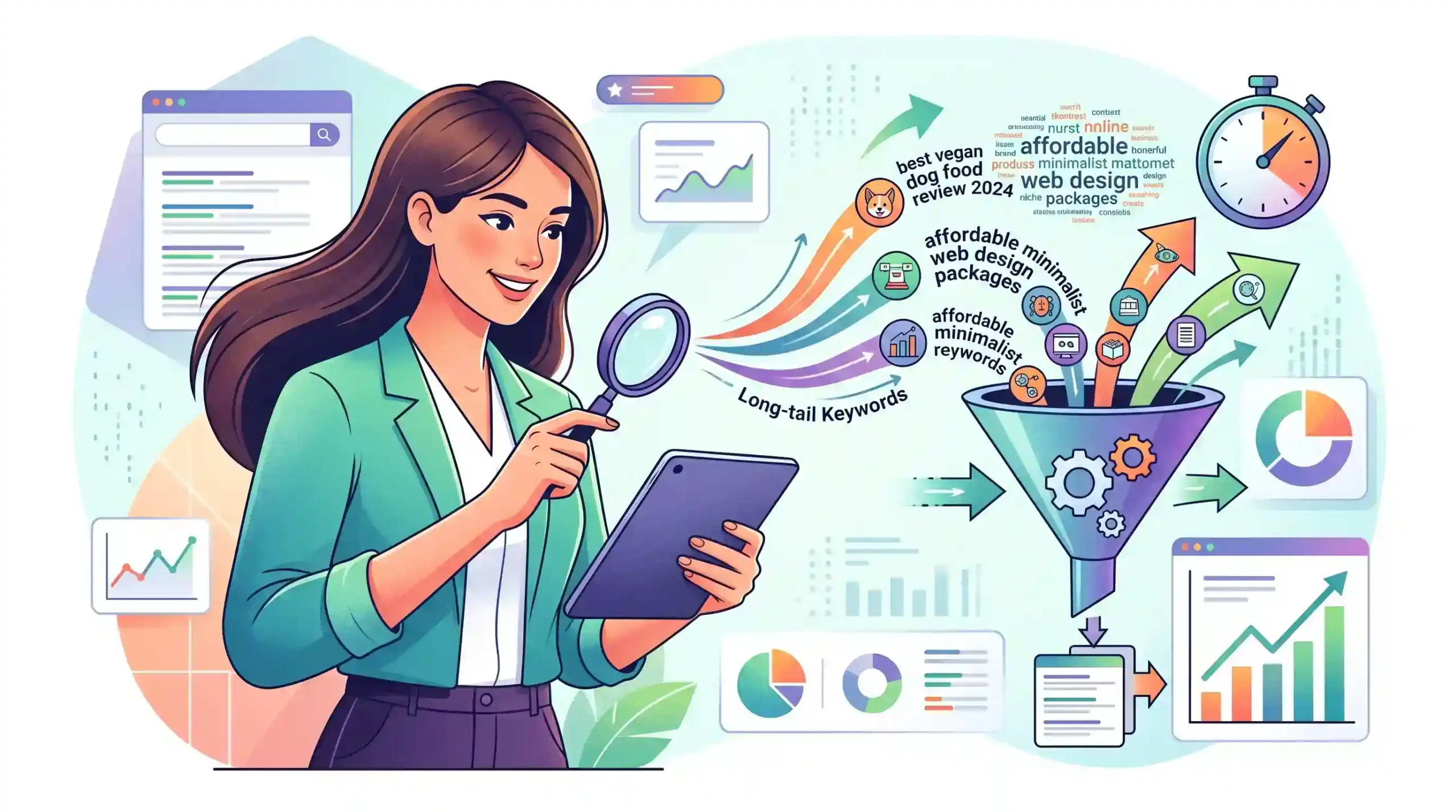 🔍 شکار کلمات کلیدی دمدراز یا Long-tail با متدهای سریع