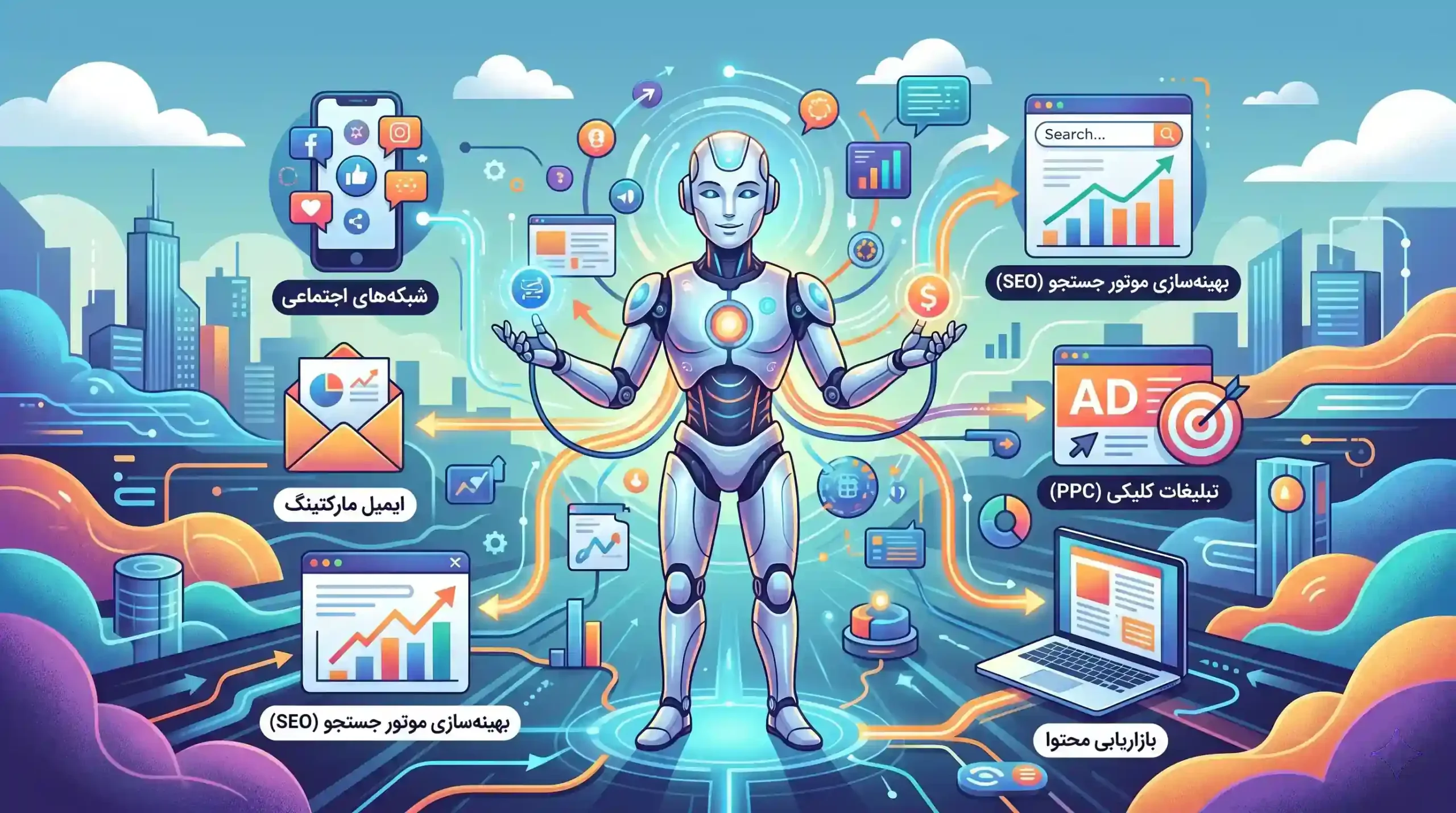 🚀 یکپارچه‌سازی ایجنت هوش مصنوعی با کانال‌های بازاریابی دیجیتال