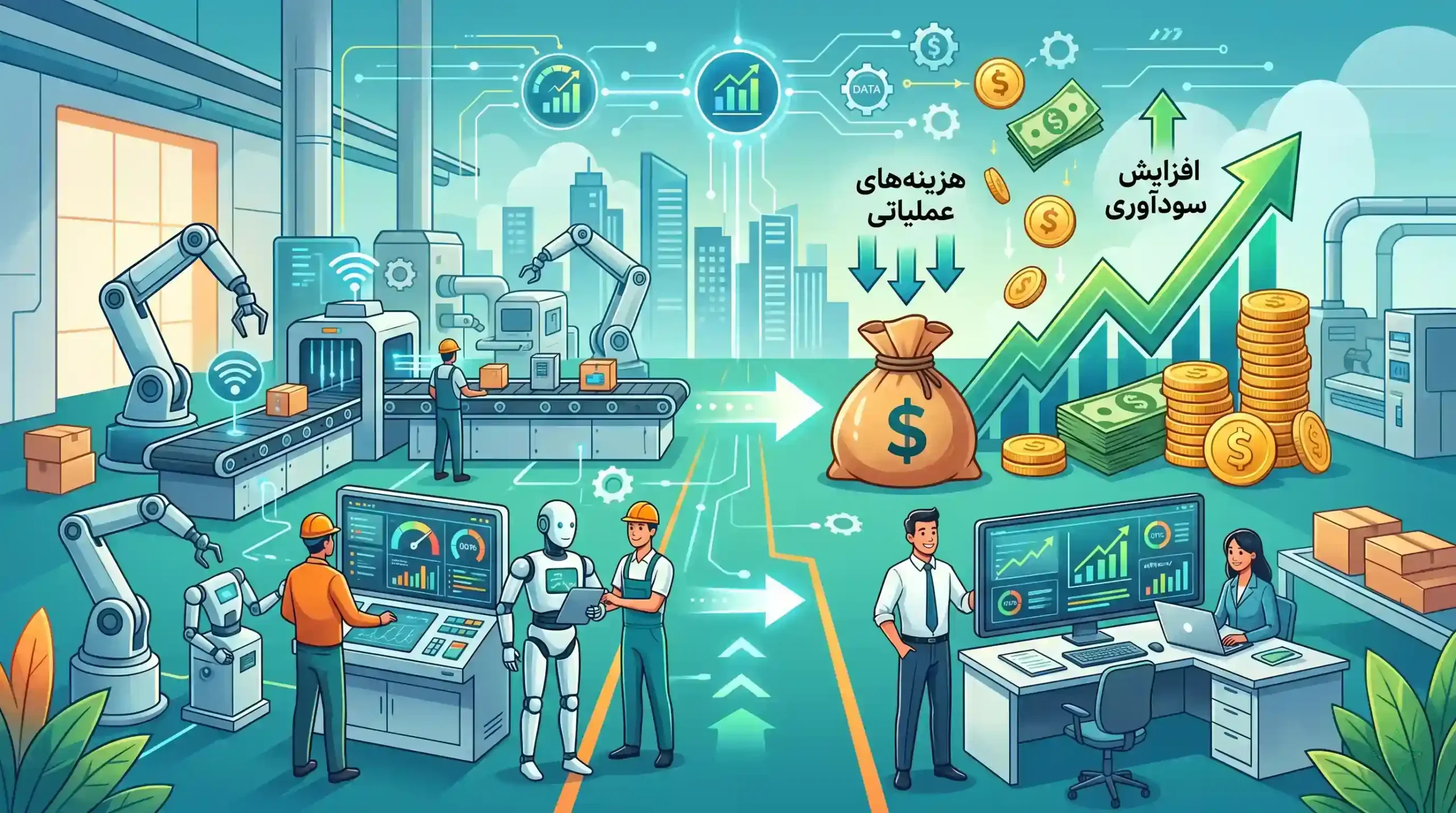 💰 تاثیر مستقیم اتوماسیون بر کاهش هزینههای عملیاتی و افزایش سودآوری