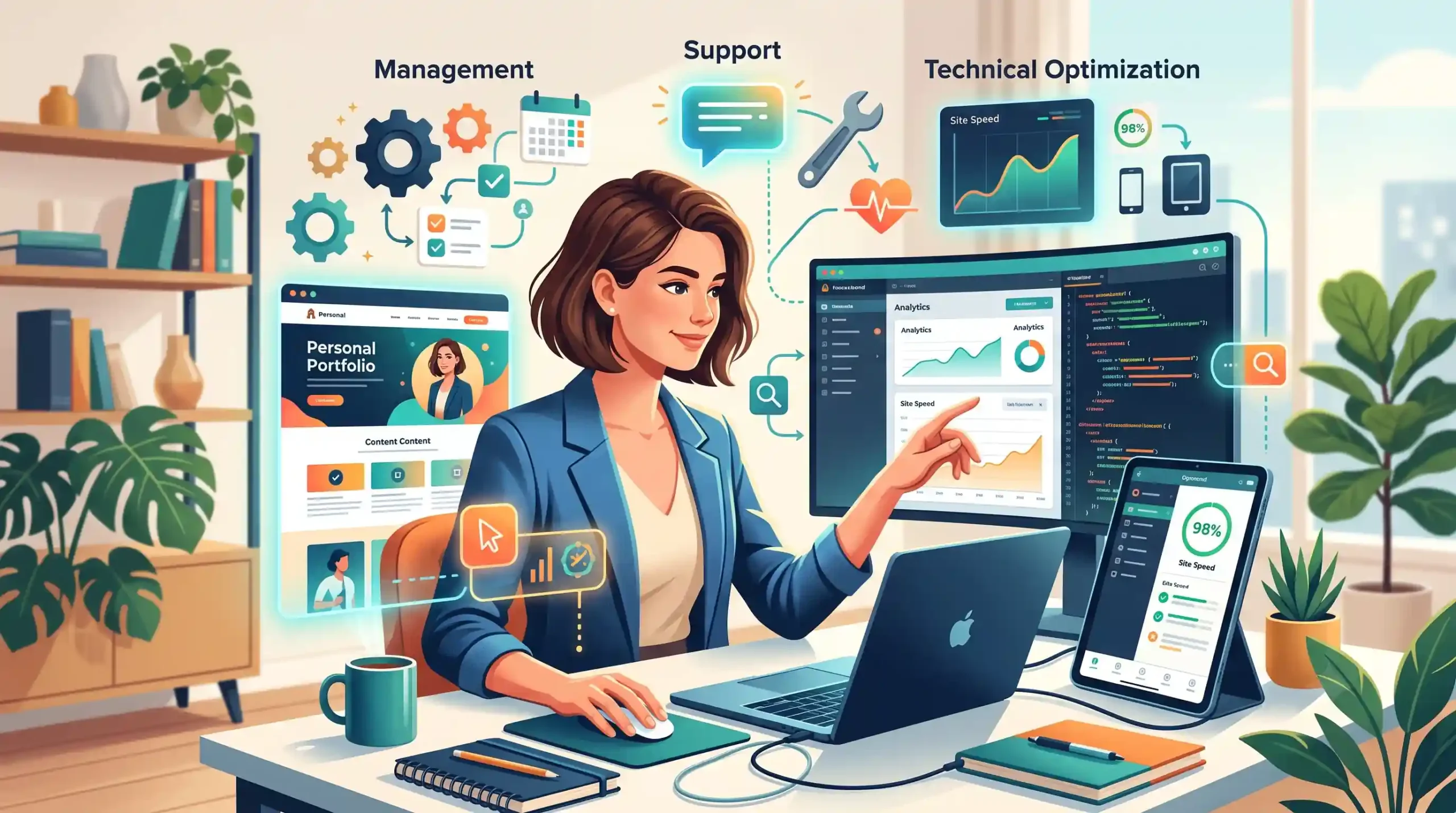 💻 مدیریت، پشتیبانی و بهینه‌سازی فنی مستمر سایت شخصی