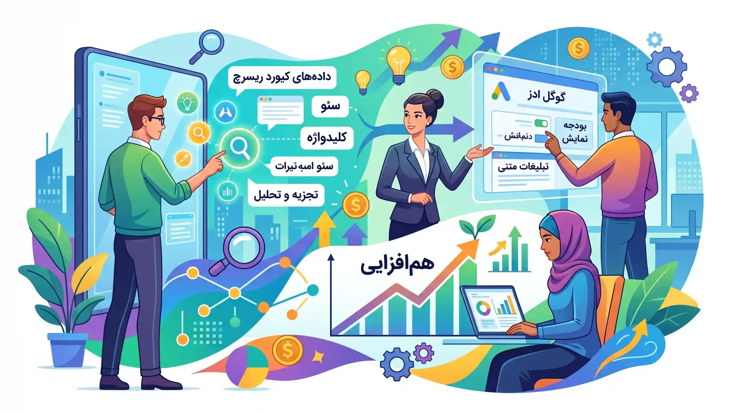 📈 هم‌افزایی سئو و گوگل ادز با استفاده از داده‌های کیورد ریسرچ