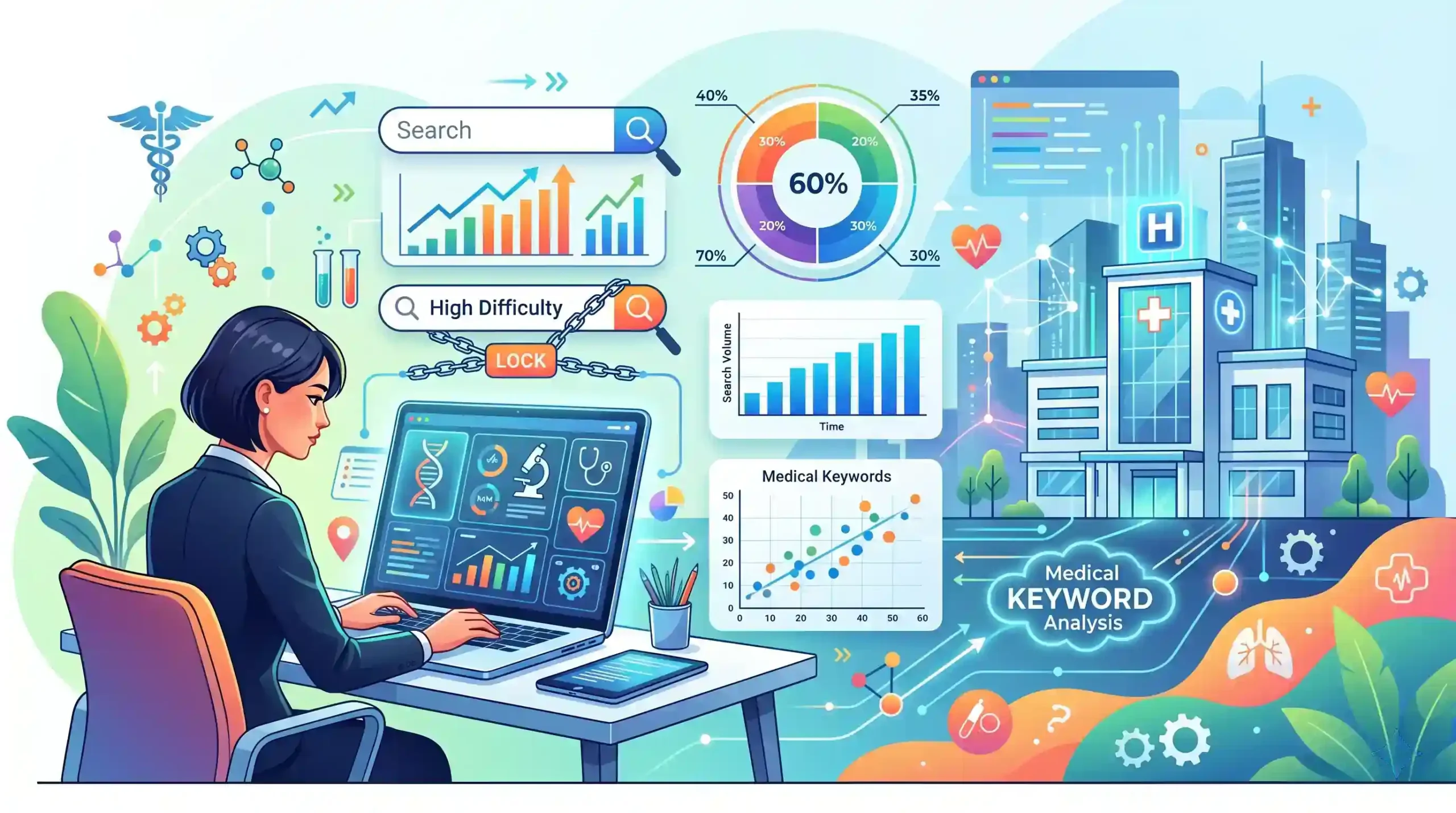 📈 تحلیل حجم جستجو و سختی کلمات کلیدی پزشکی