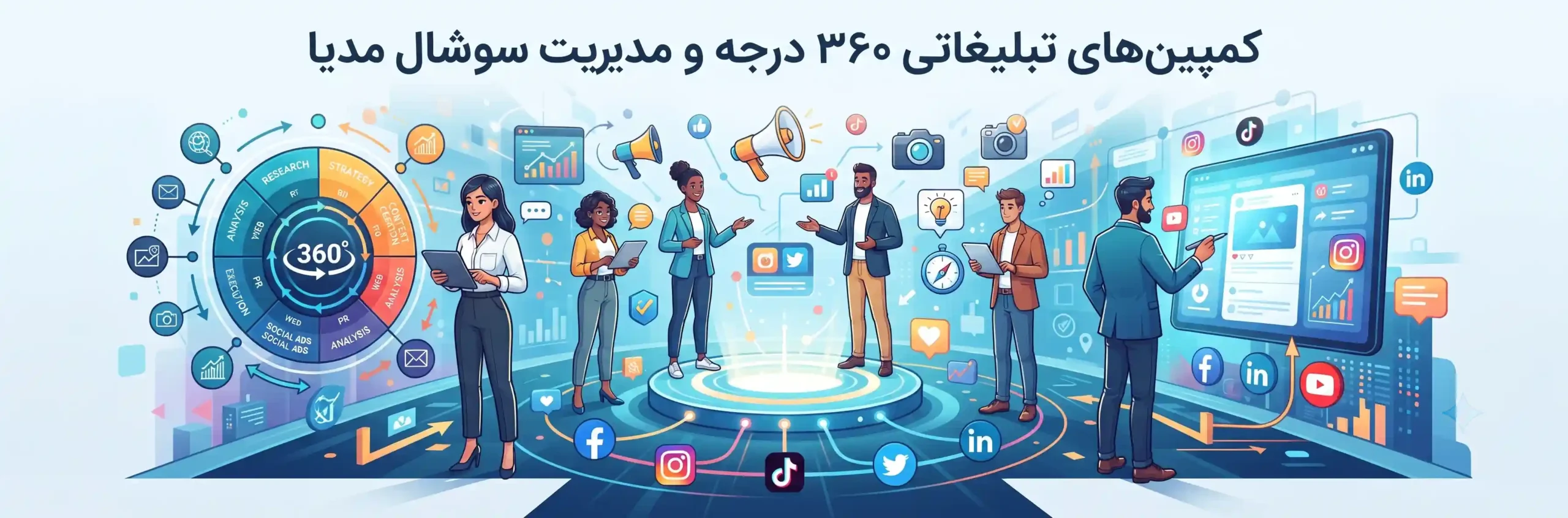 📊 کمپینهای تبلیغاتی ۳۶۰ درجه و مدیریت سوشال مدیا