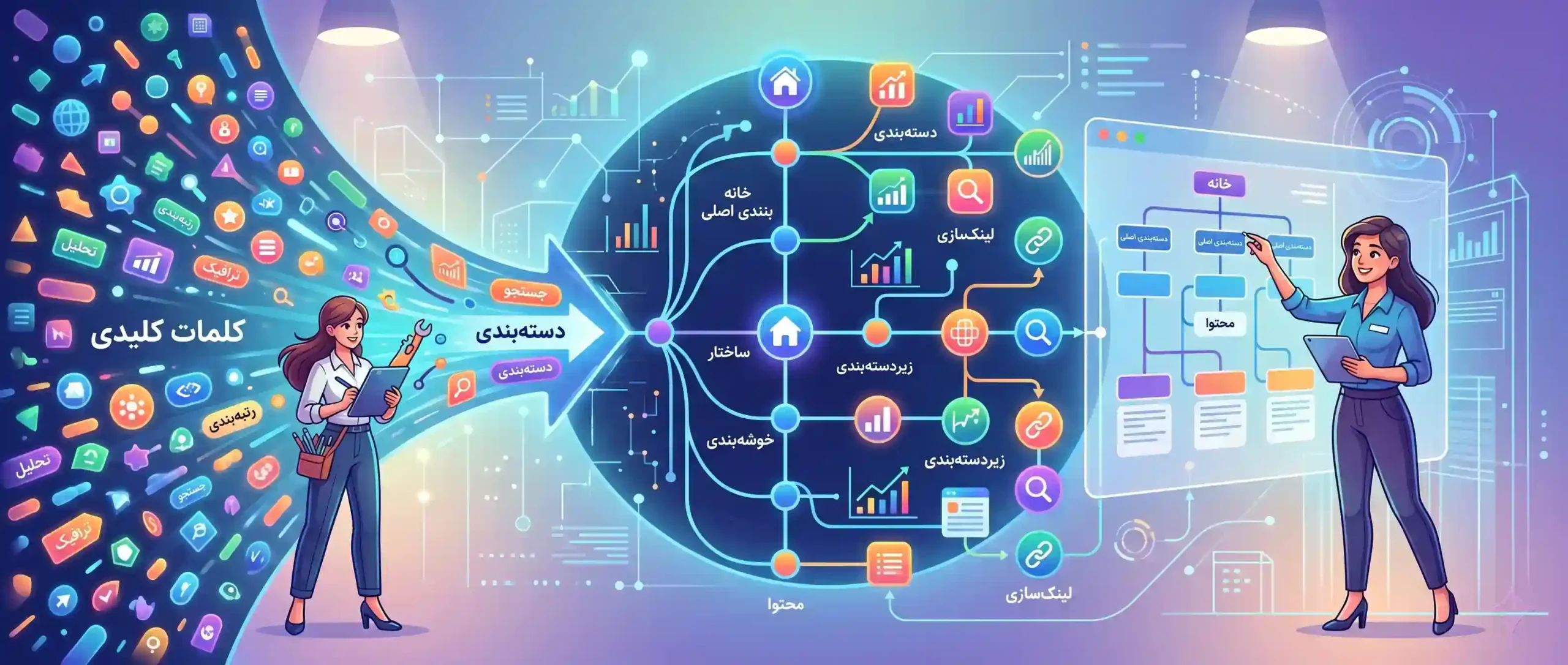 📂 دستهبندی و ساختاردهی به کلمات کلیدی برای معماری سایت