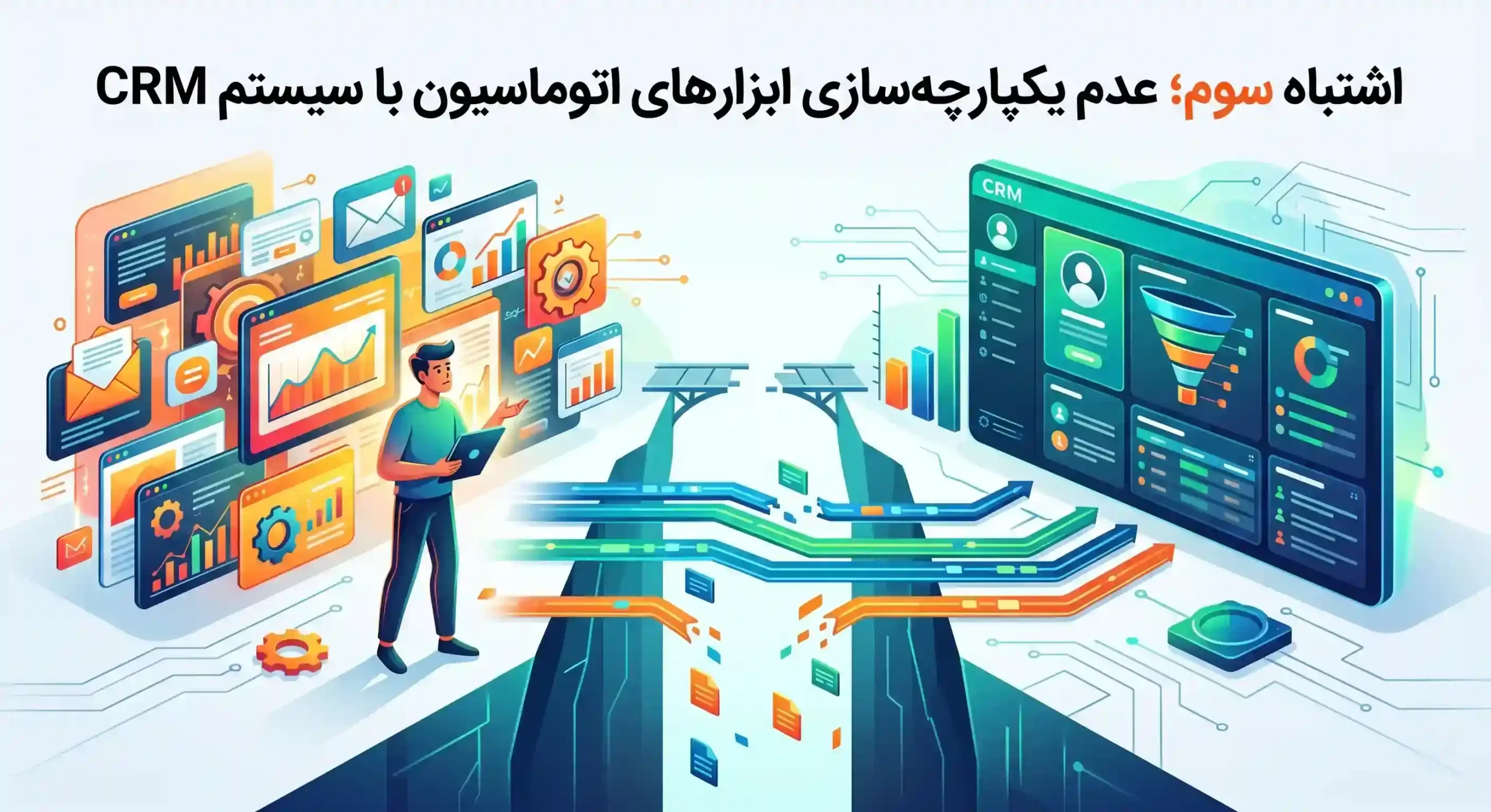 📊 اشتباه سوم؛ عدم یکپارچهسازی ابزارهای اتوماسیون با سیستم CRM