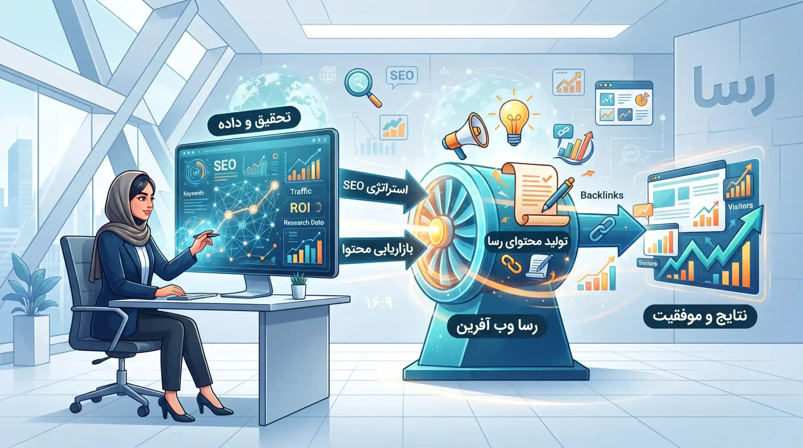 🚀 پیادهسازی نتایج تحقیق در استراتژی سئو و بازاریابی محتوای رسا وب آفرین