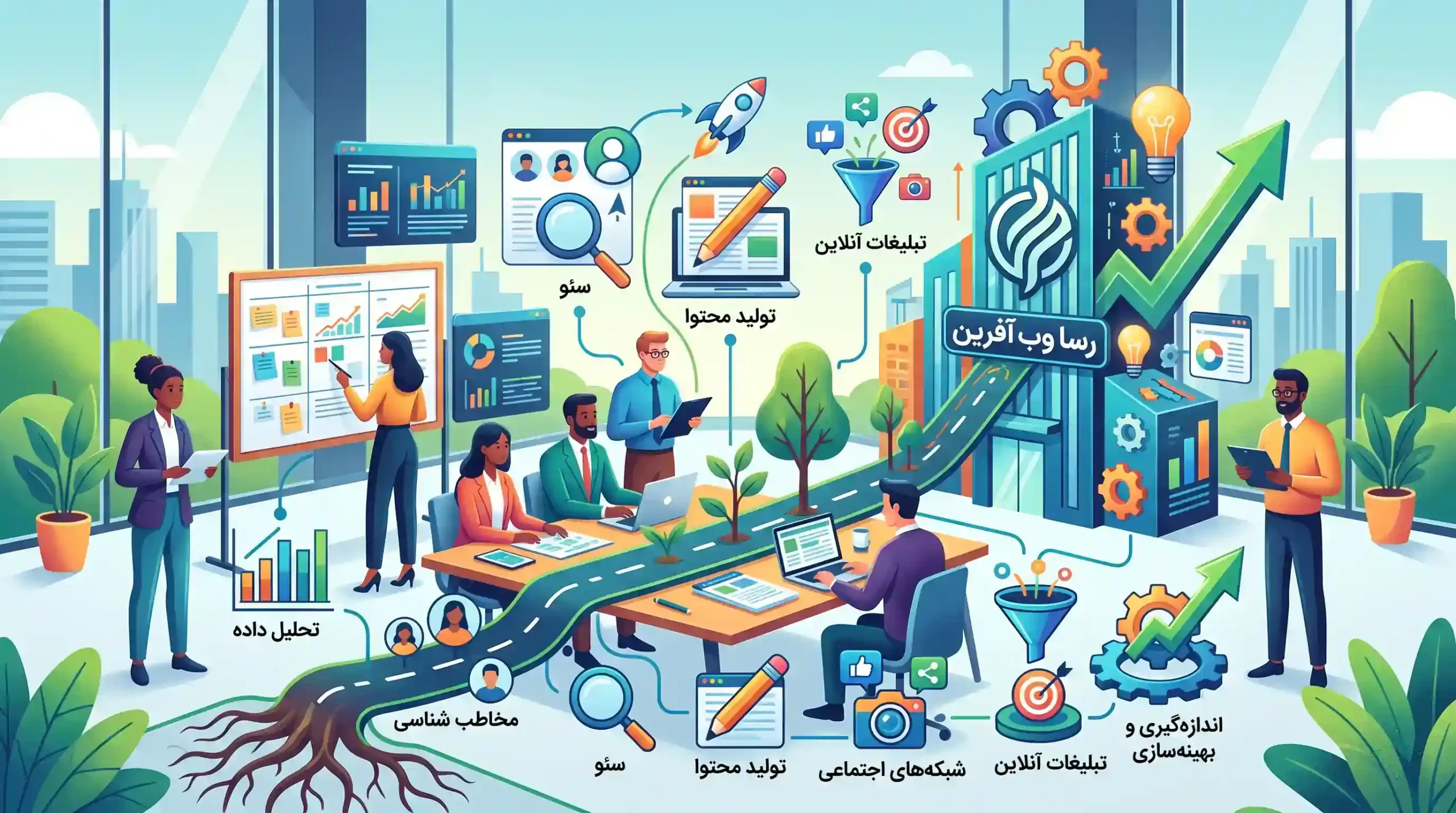 🏆 تدوین استراتژی پایدار با آژانس دیجیتال مارکتینگ رسا وب آفرین