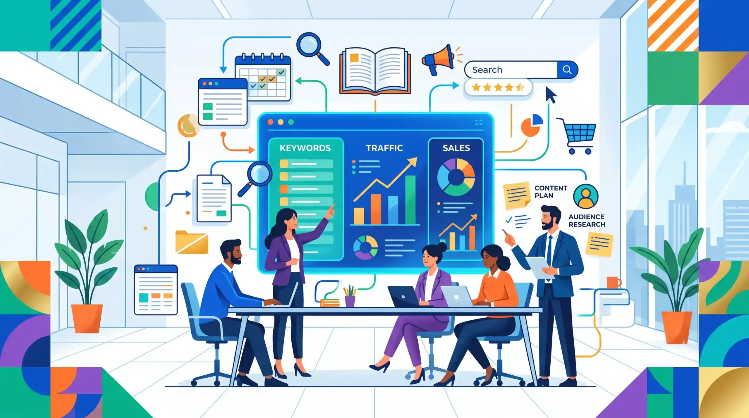 📈 تدوین استراتژی محتوایی و برنامه‌ریزی برای سئو فروشگاهی با رسا وب آفرین