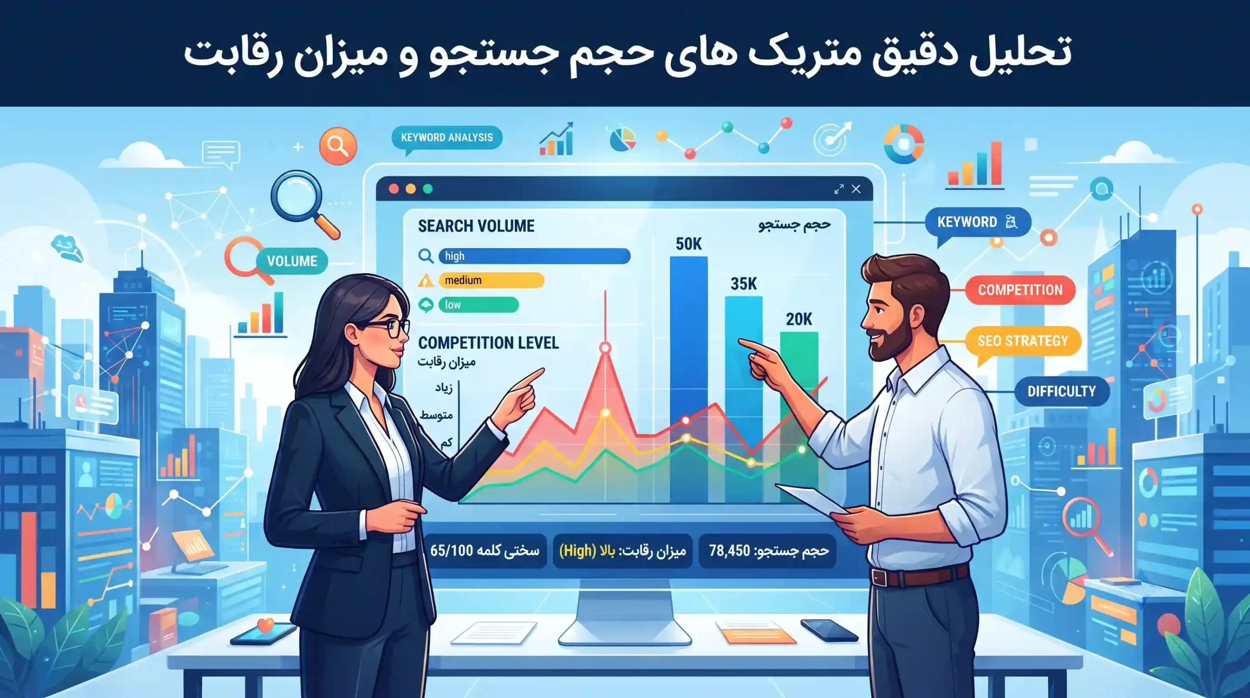 📊 تحلیل دقیق متریک های حجم جستجو و میزان رقابت