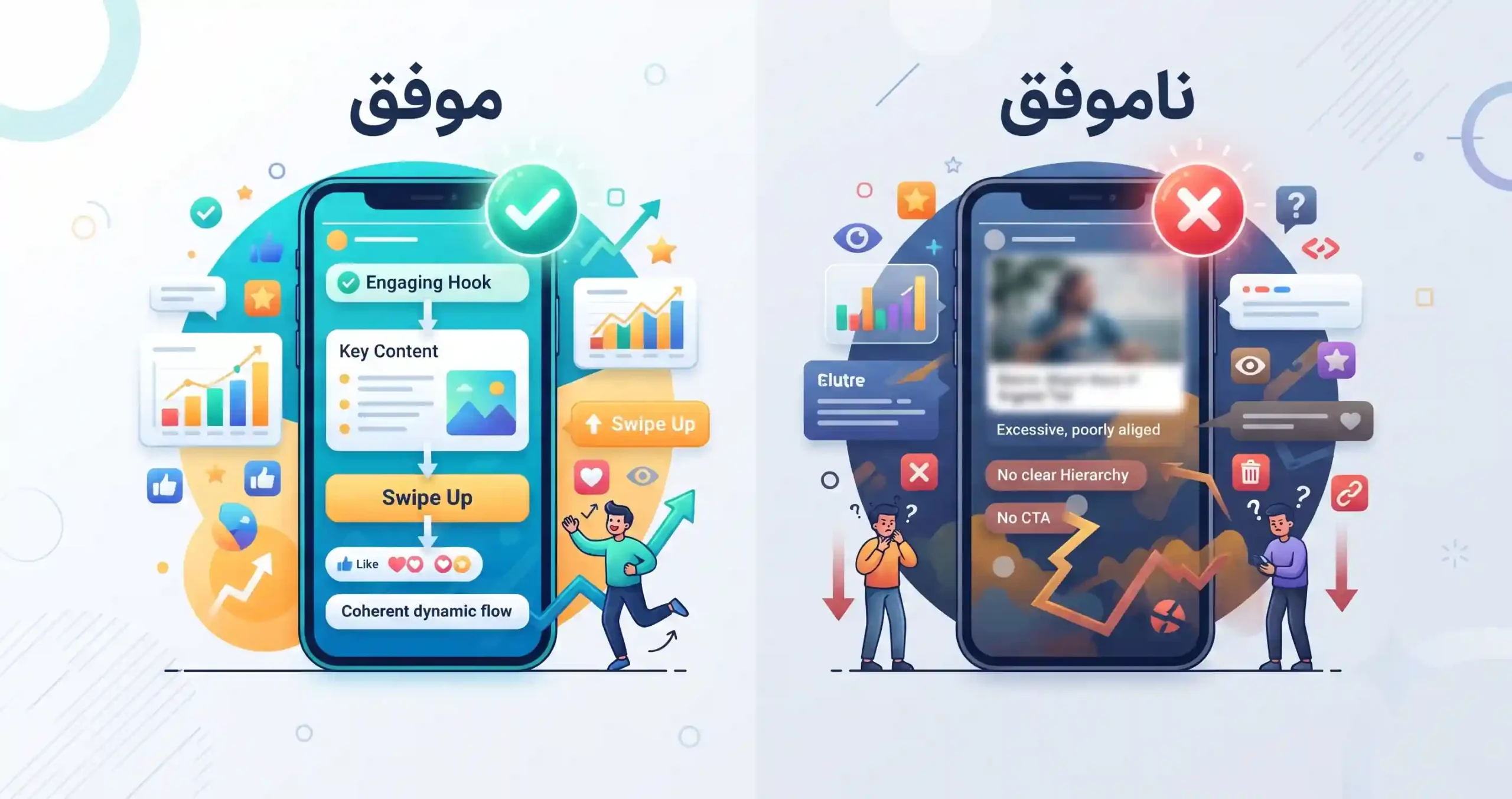 📊 مقایسه ساختارهای متنی استوریهای موفق و ناموفق