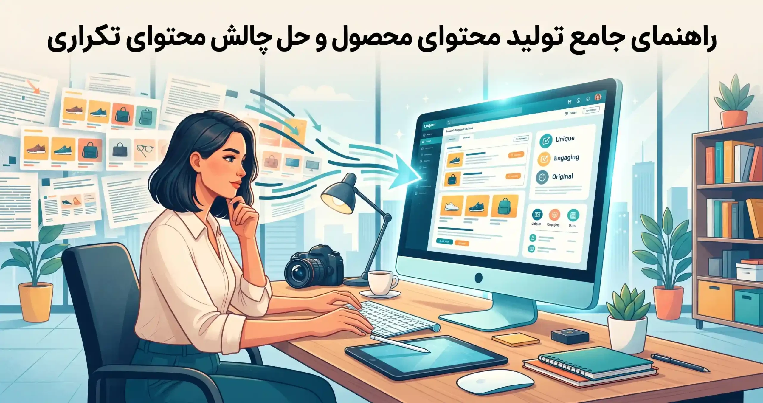 ✍️ راهنمای جامع تولید محتوای محصول و حل چالش محتوای تکراری