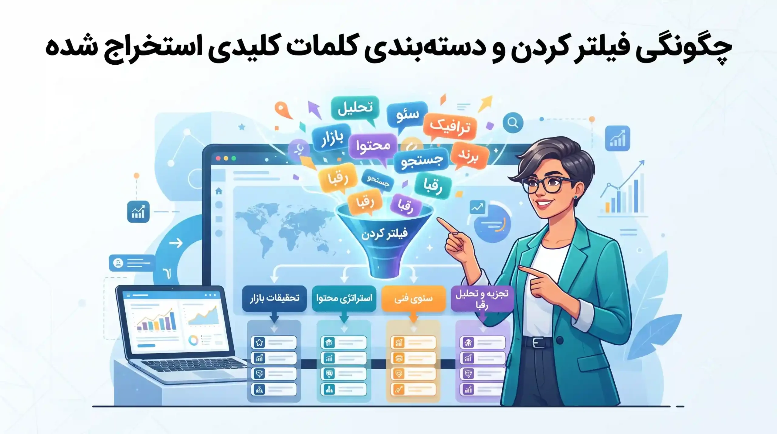 📈 چگونگی فیلتر کردن و دسته‌بندی کلمات کلیدی استخراج شده