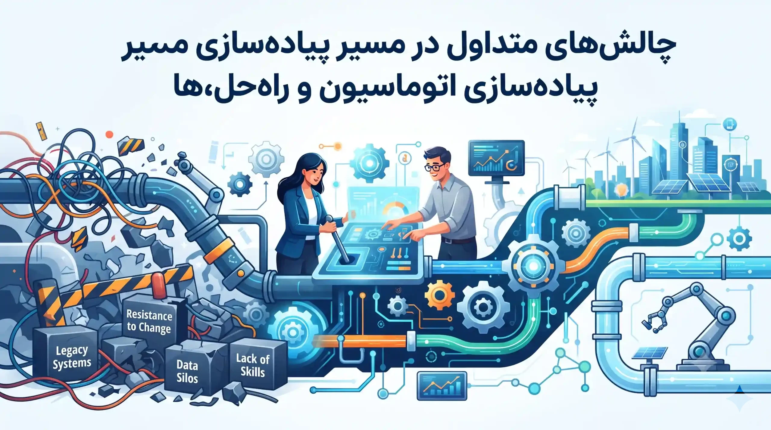 🧩 چالش‌های متداول در مسیر پیاده‌سازی اتوماسیون و راه‌حل‌ها
