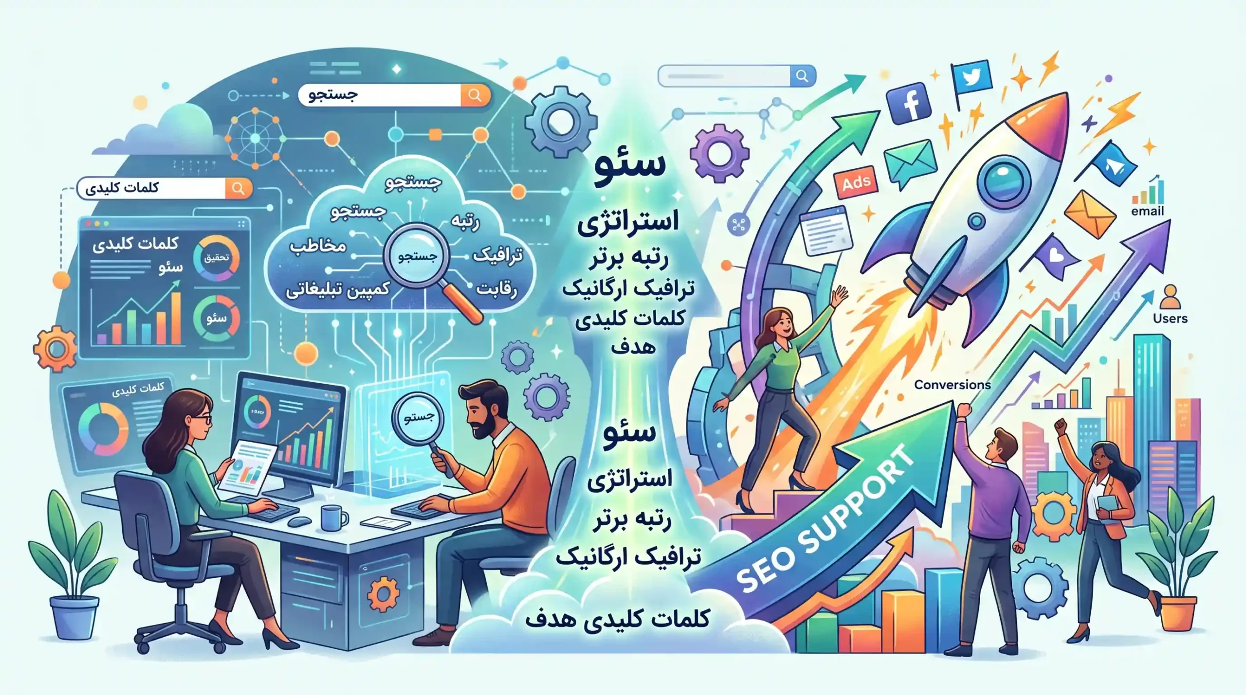 📈 نقش کلیدی سئو و تحقیق کلمات کلیدی در پشتیبانی از کمپین‌ها