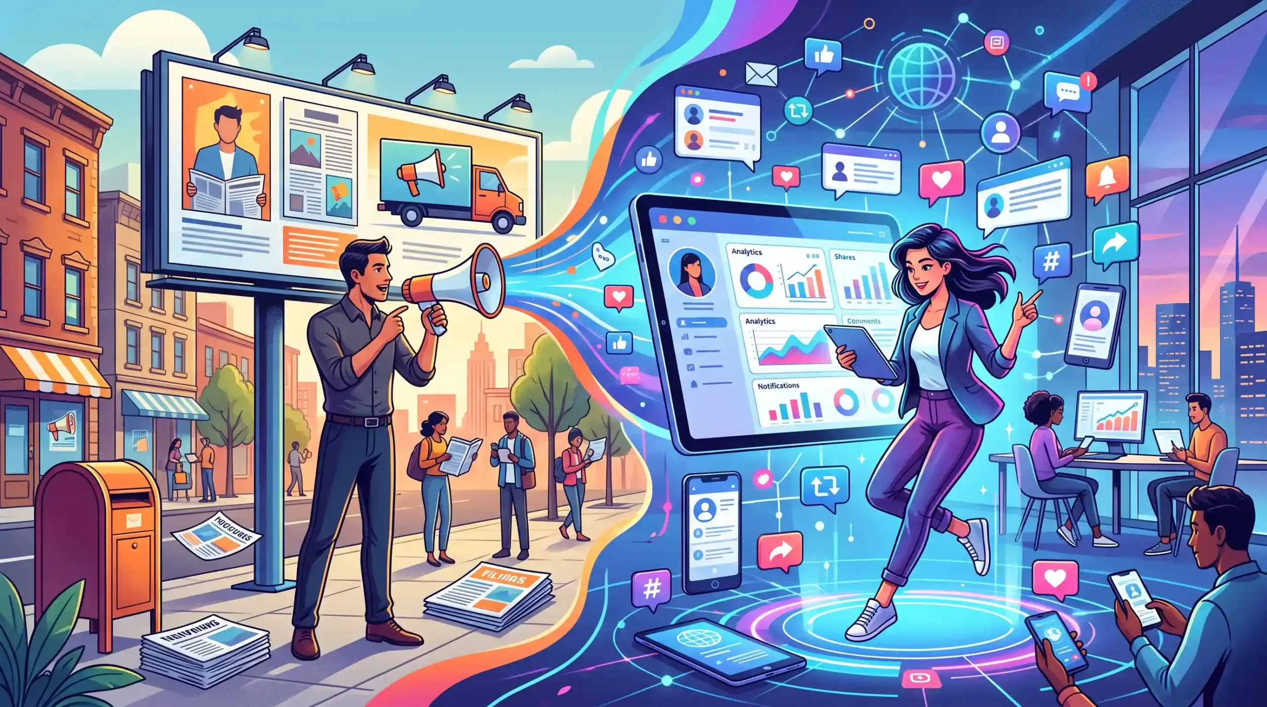 📊 مقایسه وضعیت بازاریابی سنتی و مدیریت مدرن سوشال مدیا