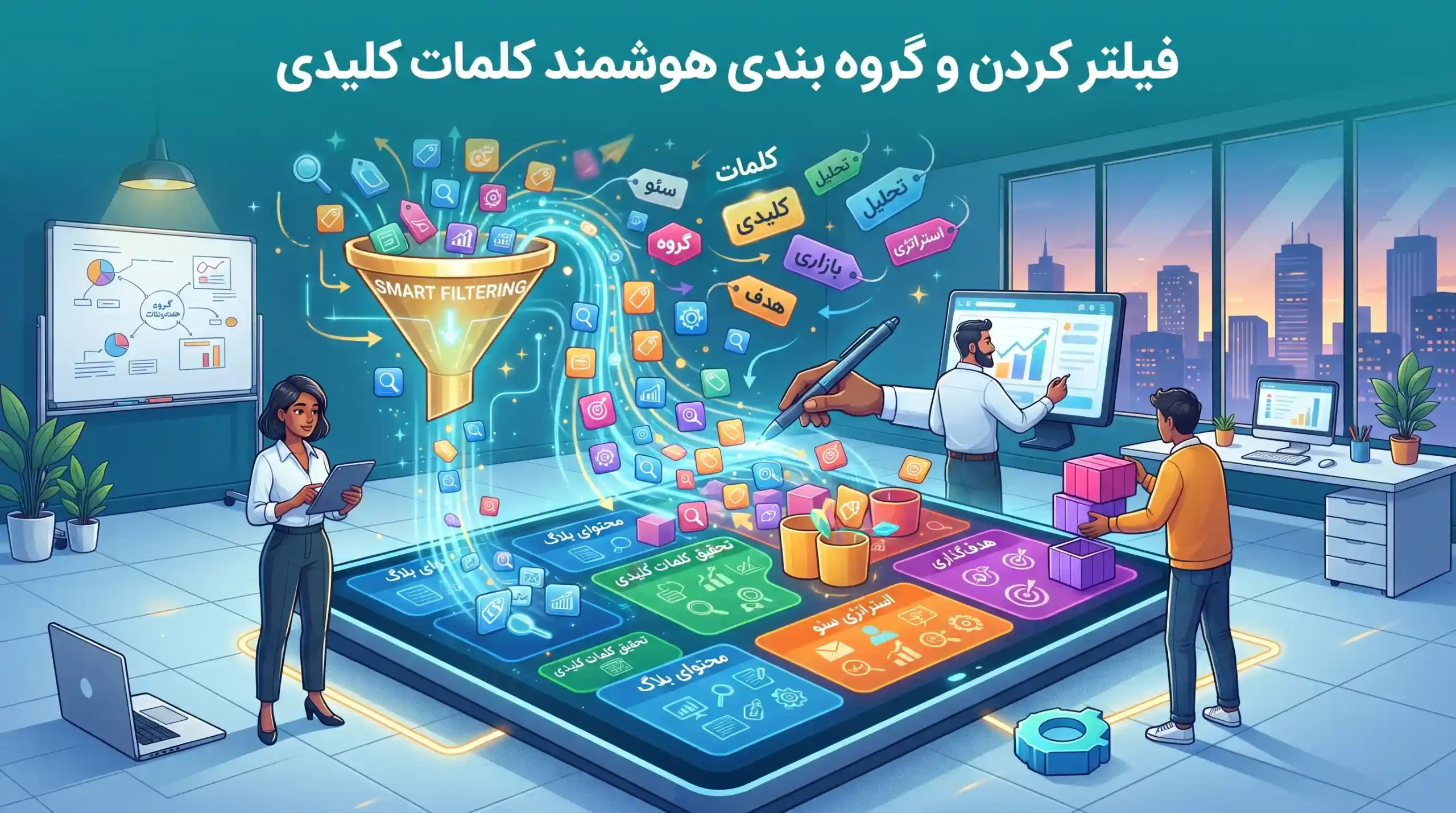🎯 فیلتر کردن و گروه بندی هوشمند کلمات کلیدی
