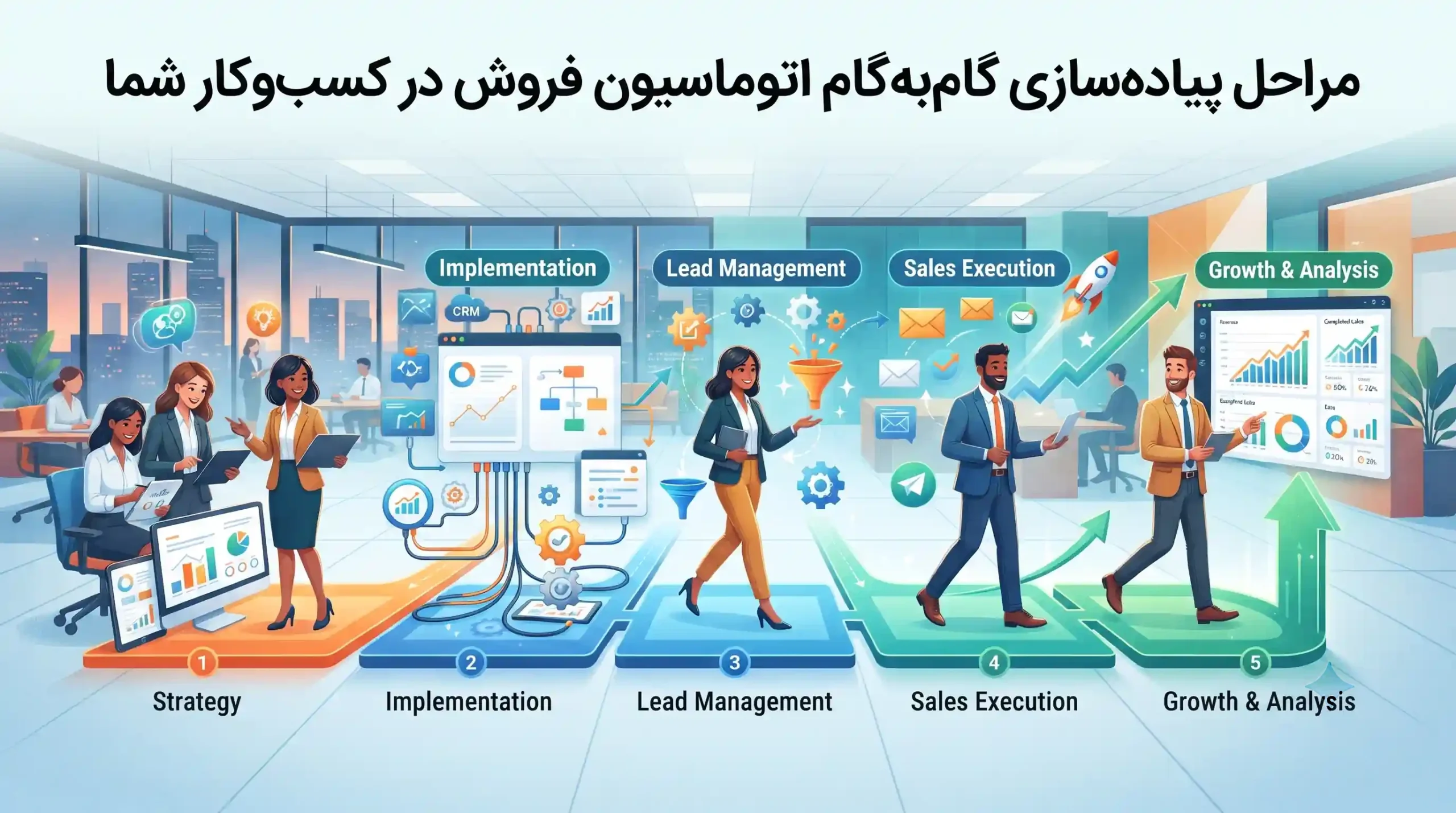🛠️ مراحل پیادهسازی گامبهگام اتوماسیون فروش در کسبوکار شما