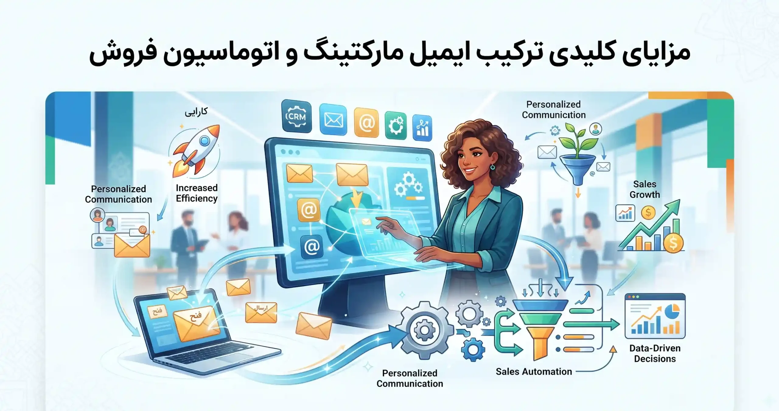 📈 مزایای کلیدی ترکیب ایمیل مارکتینگ و اتوماسیون فروش