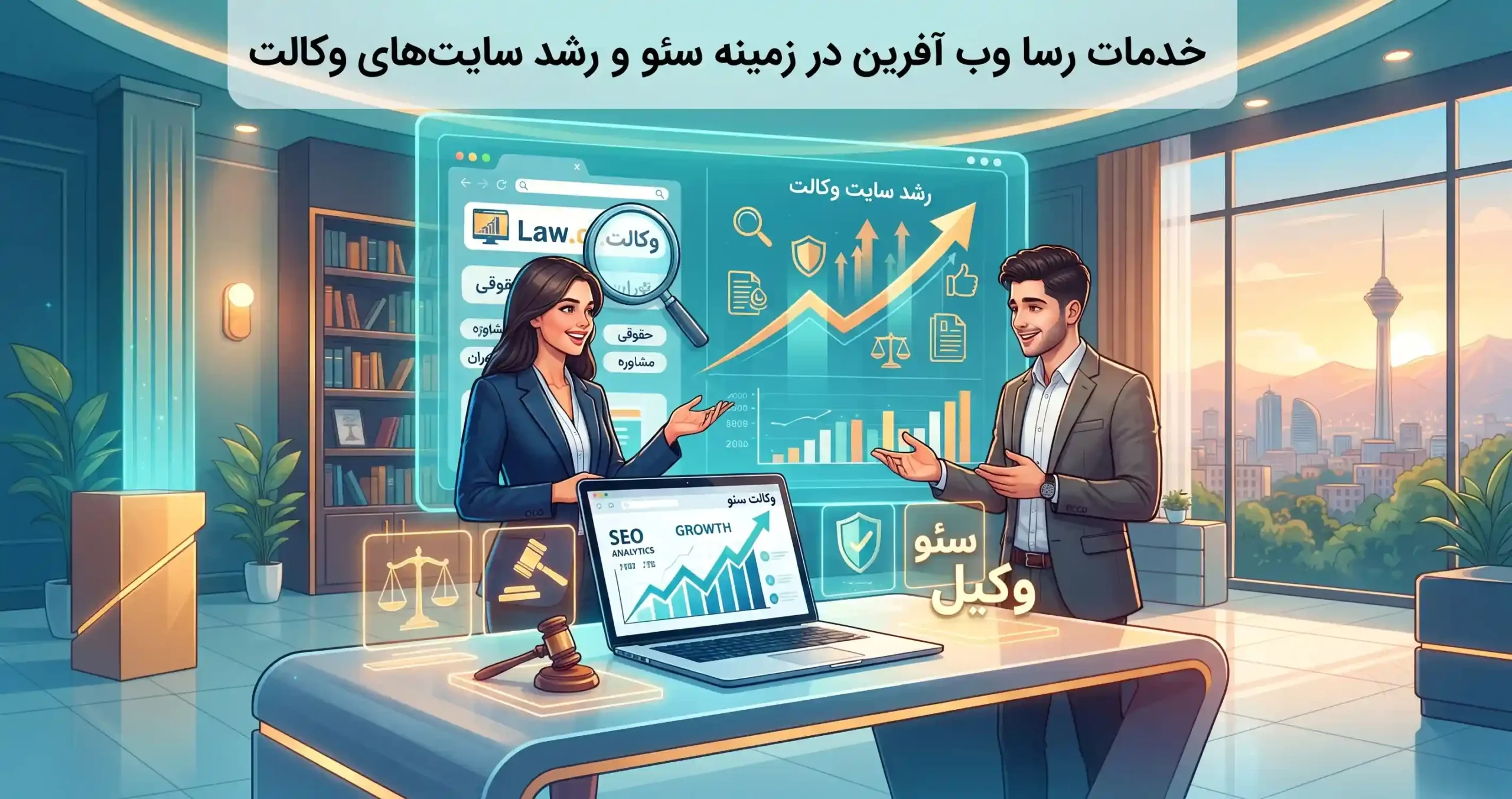 🤝 خدمات رسا وب آفرین در زمینه سئو و رشد سایت‌های وکالت