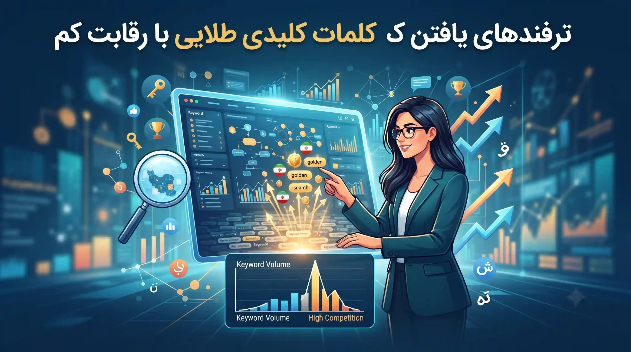 🔍 ترفندهای یافتن کلمات کلیدی طلایی با رقابت کم