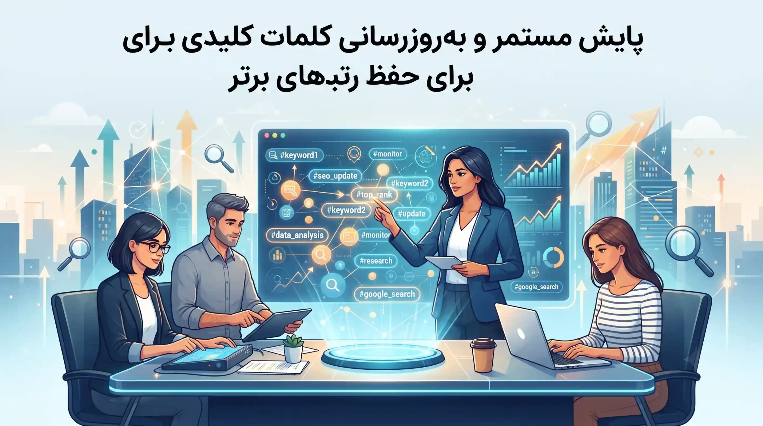 🔄 پایش مستمر و بهروزرسانی کلمات کلیدی برای حفظ رتبههای برتر