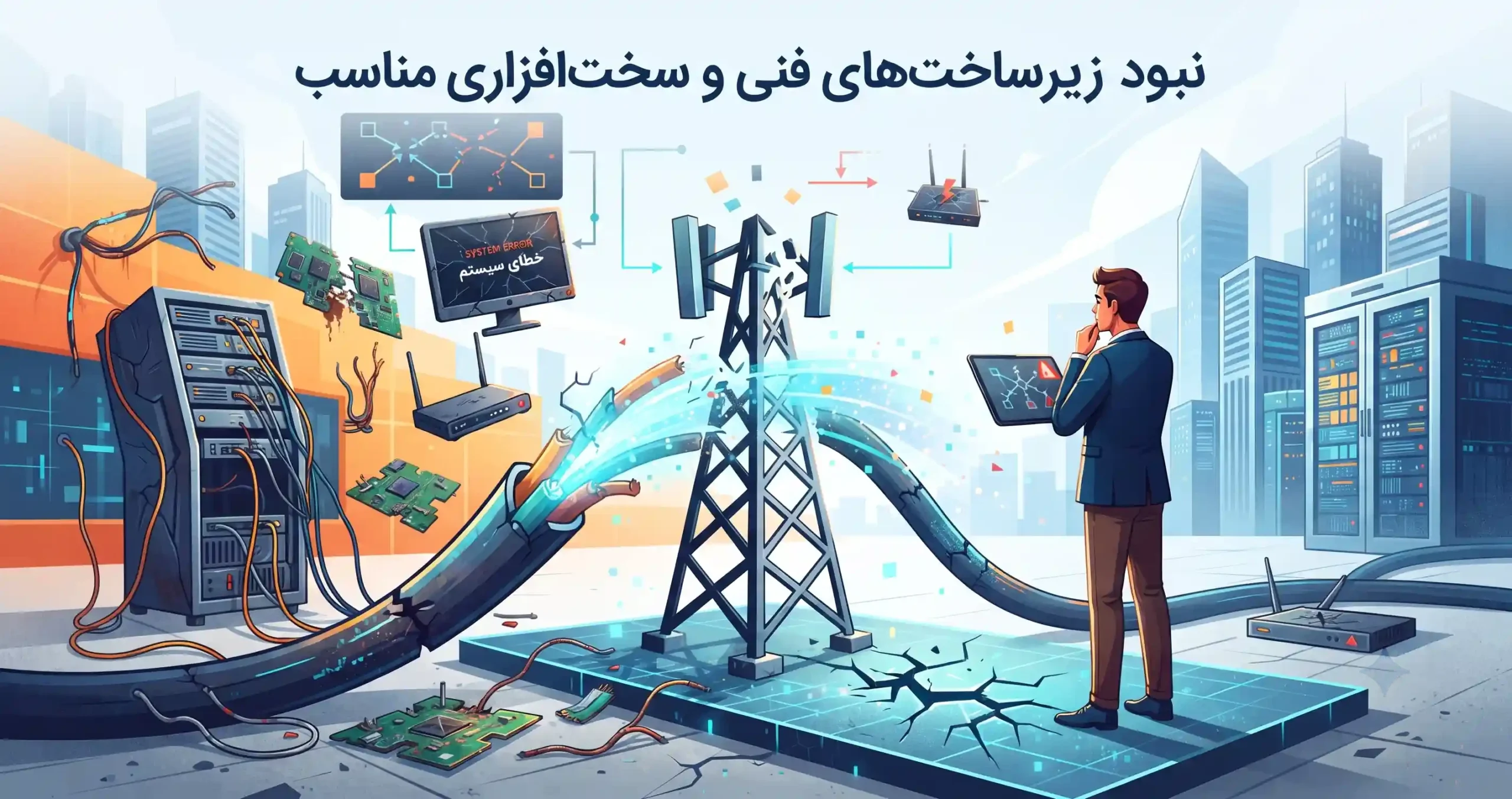 🛠️ نبود زیرساخت‌های فنی و سخت‌افزاری مناسب