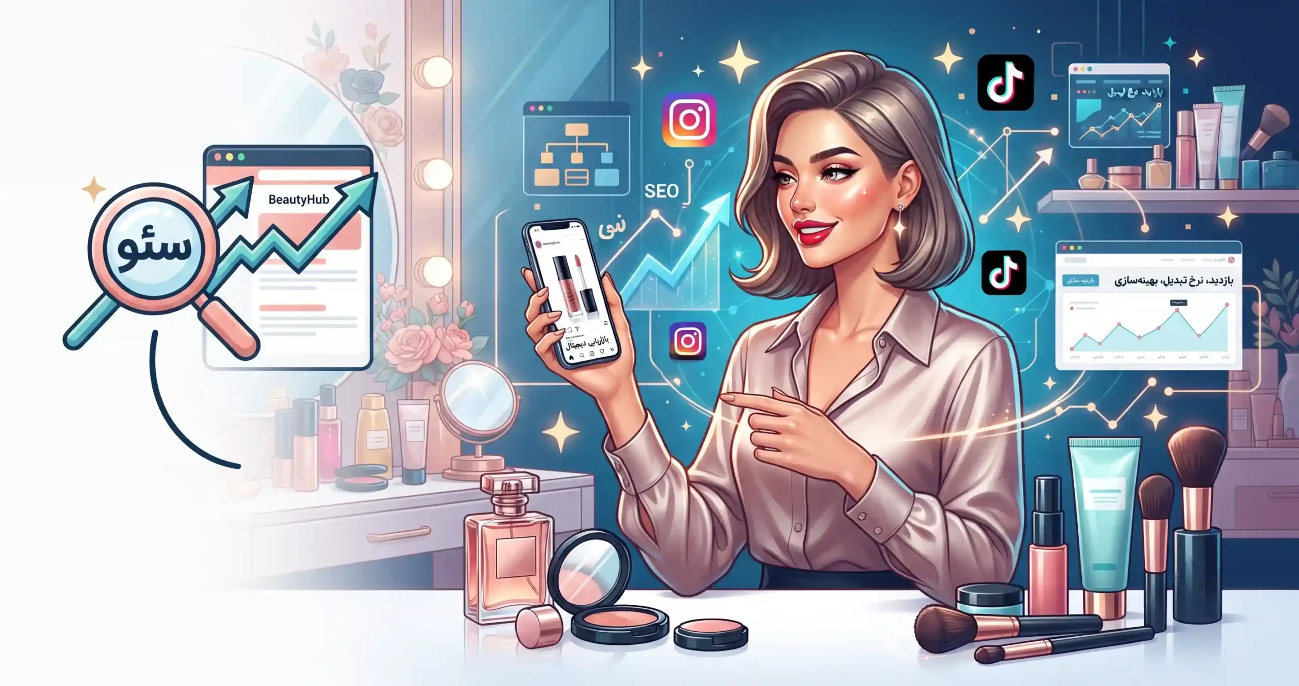 💄 اهمیت بازاریابی دیجیتال و نقش سئو در صنعت آرایشی و بهداشتی