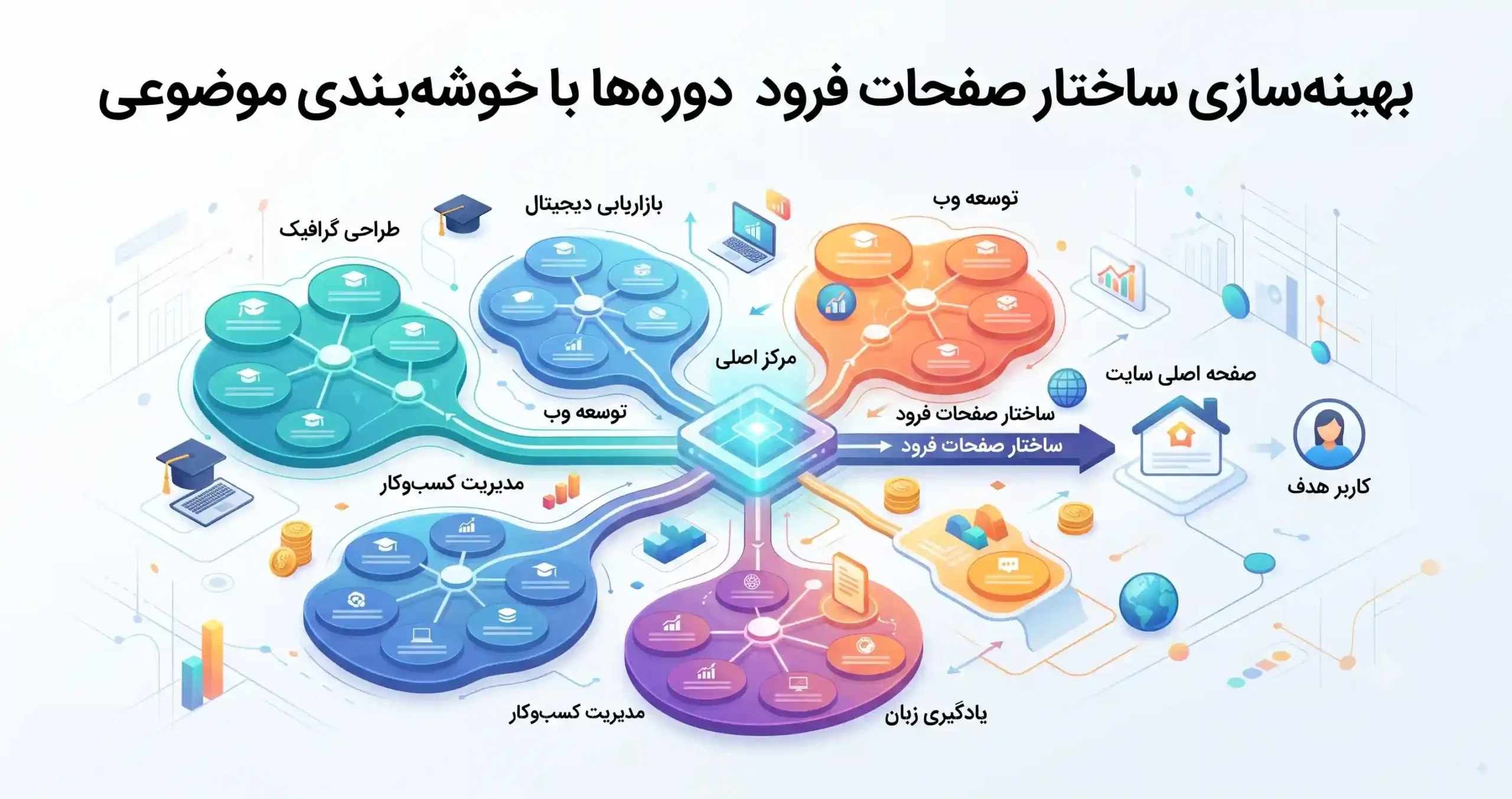 🚀 بهینهسازی ساختار صفحات فرود دورهها با خوشهبندی موضوعی