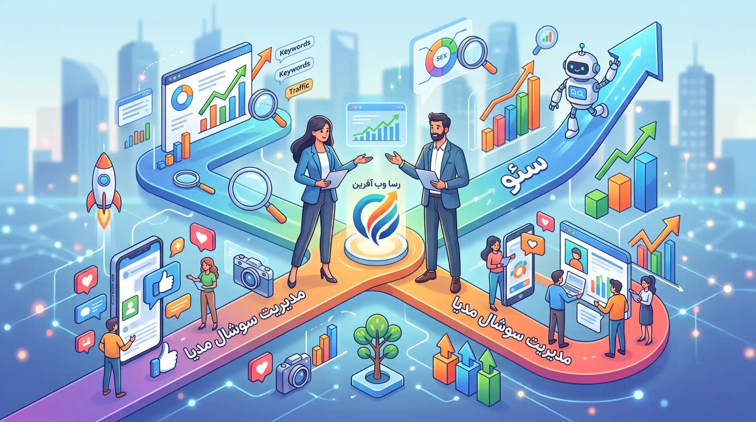 🛠️ خدمات مکمل رسا وب آفرین از سئو تا مدیریت سوشال مدیا