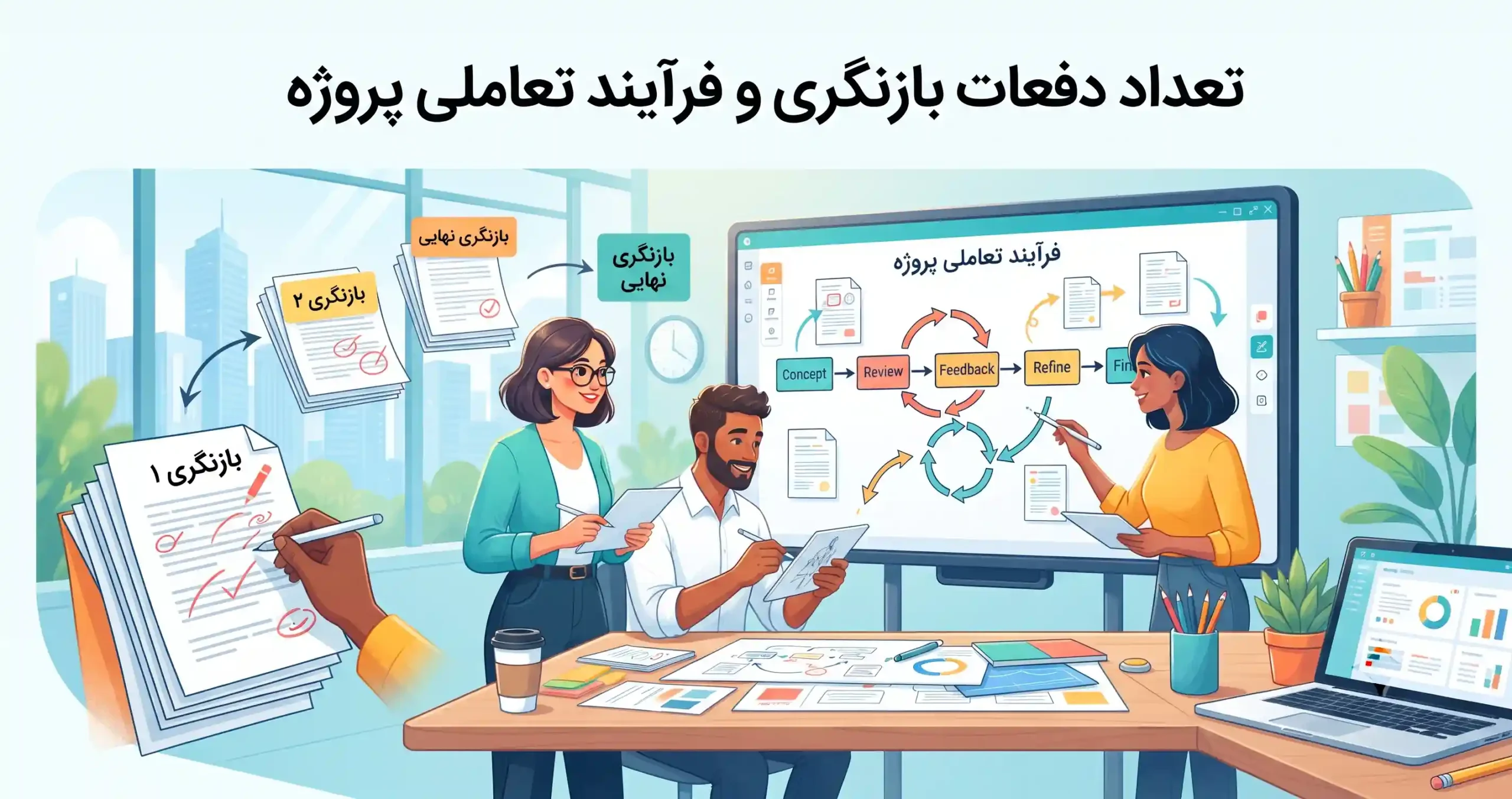 🔄 تعداد دفعات بازنگری و فرآیند تعاملی پروژه