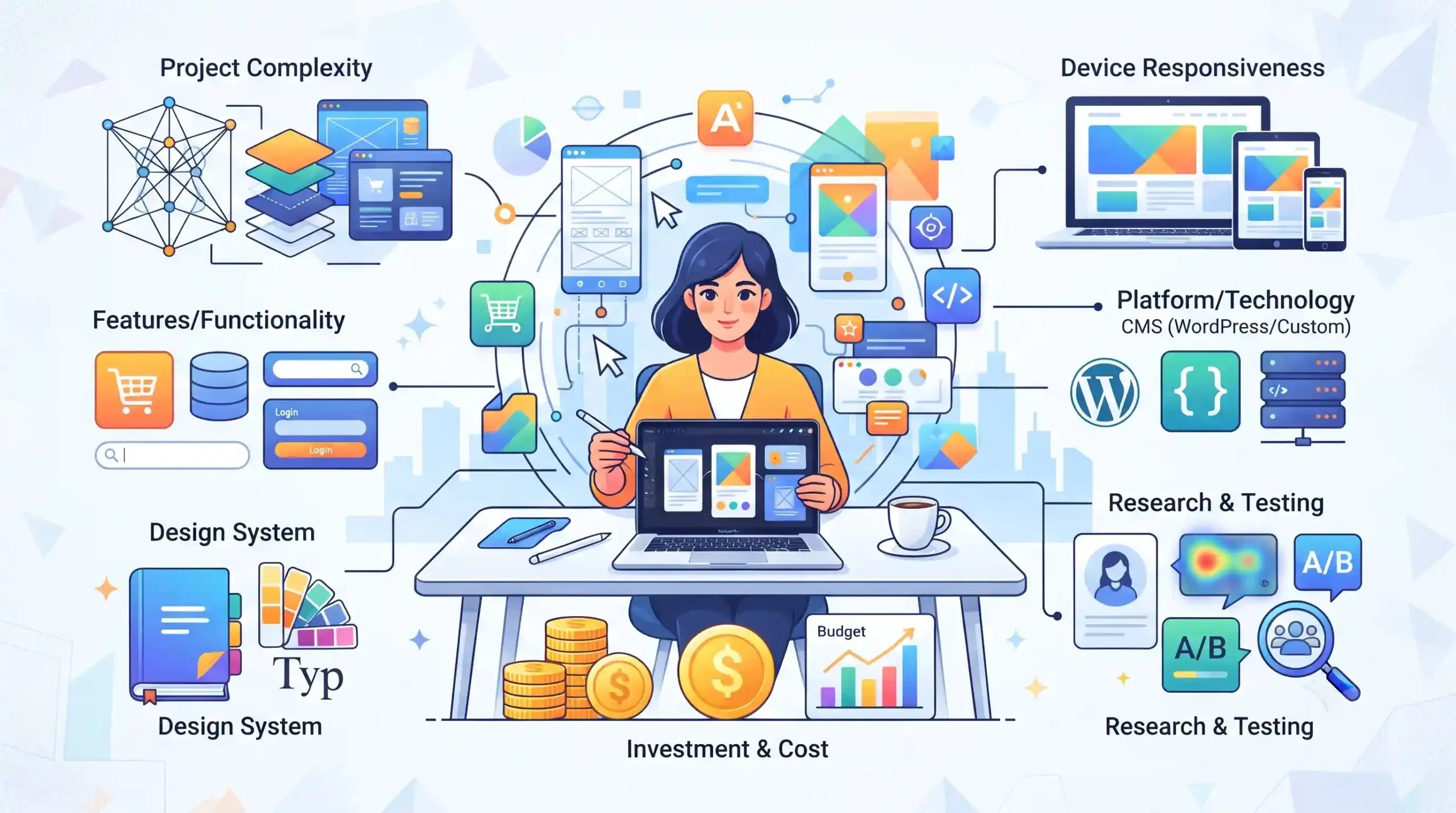 🔍 عوامل کلیدی تاثیرگذار بر هزینه طراحی سایت UI UX