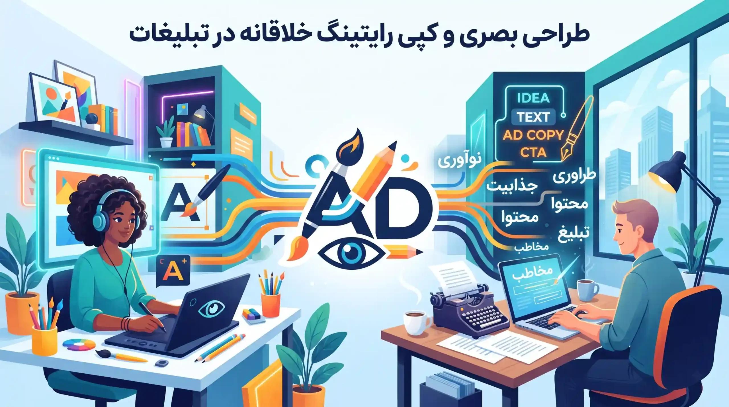 🎨 طراحی بصری و کپی رایتینگ خلاقانه در تبلیغات