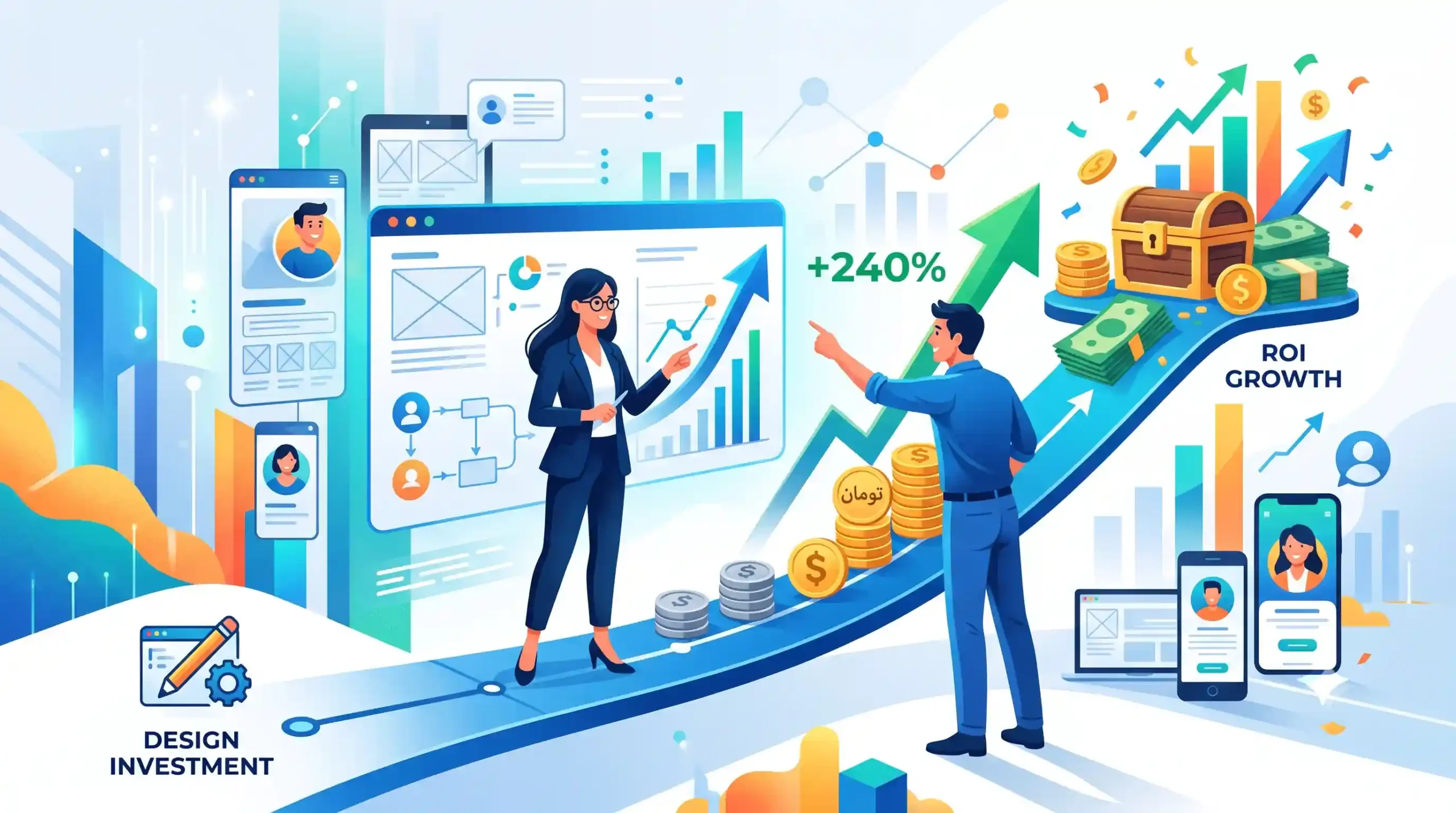 📈 بررسی بازگشت سرمایه (ROI) ناشی از سرمایه‌گذاری در طراحی UI و UX حرفه‌ای