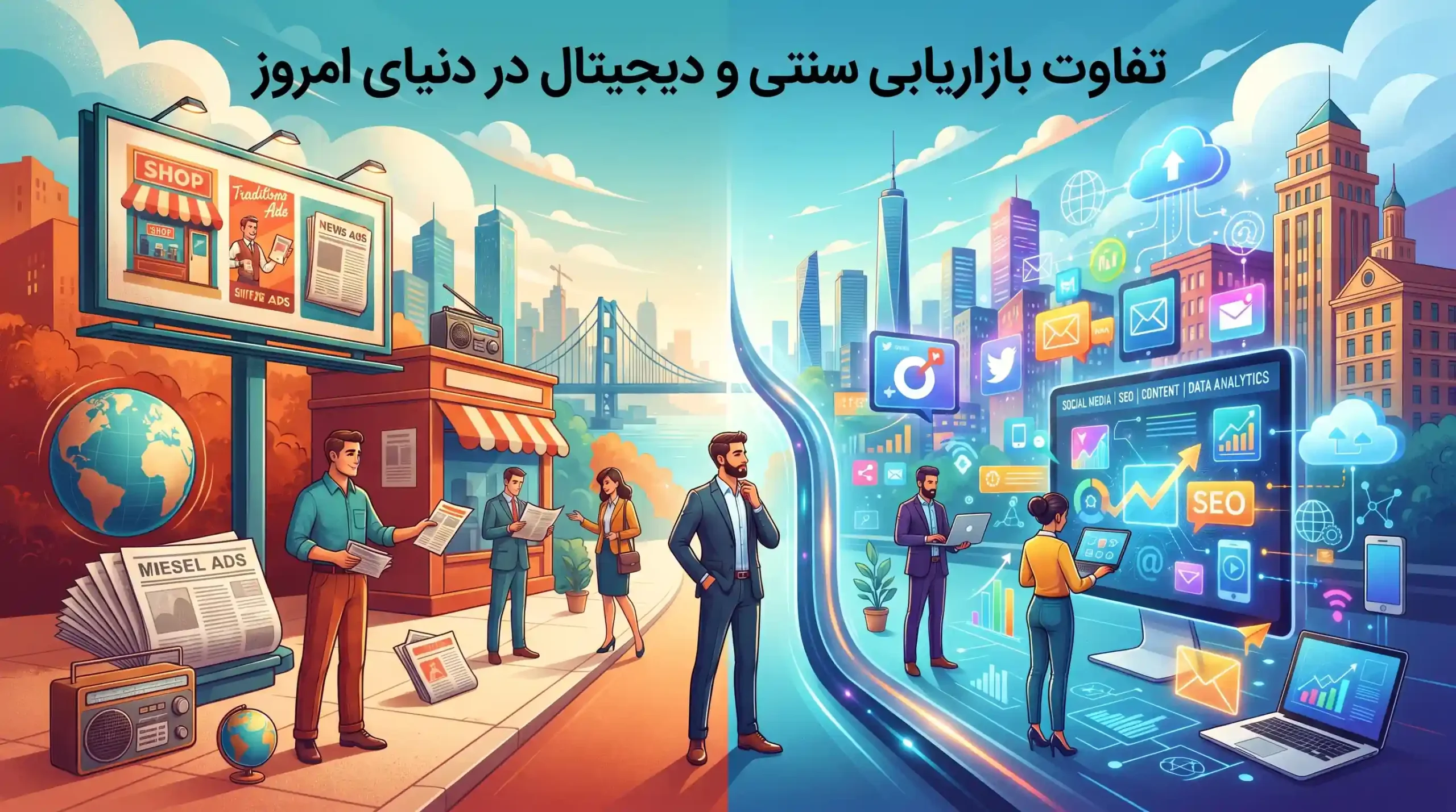 🎯 تفاوت بازاریابی سنتی و دیجیتال در دنیای امروز