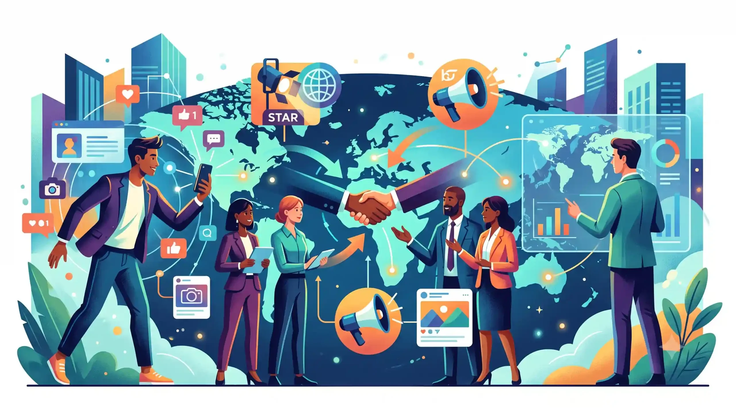 👥 همکاری با اینفلوئنسرها و سفیران برند در بینالملل