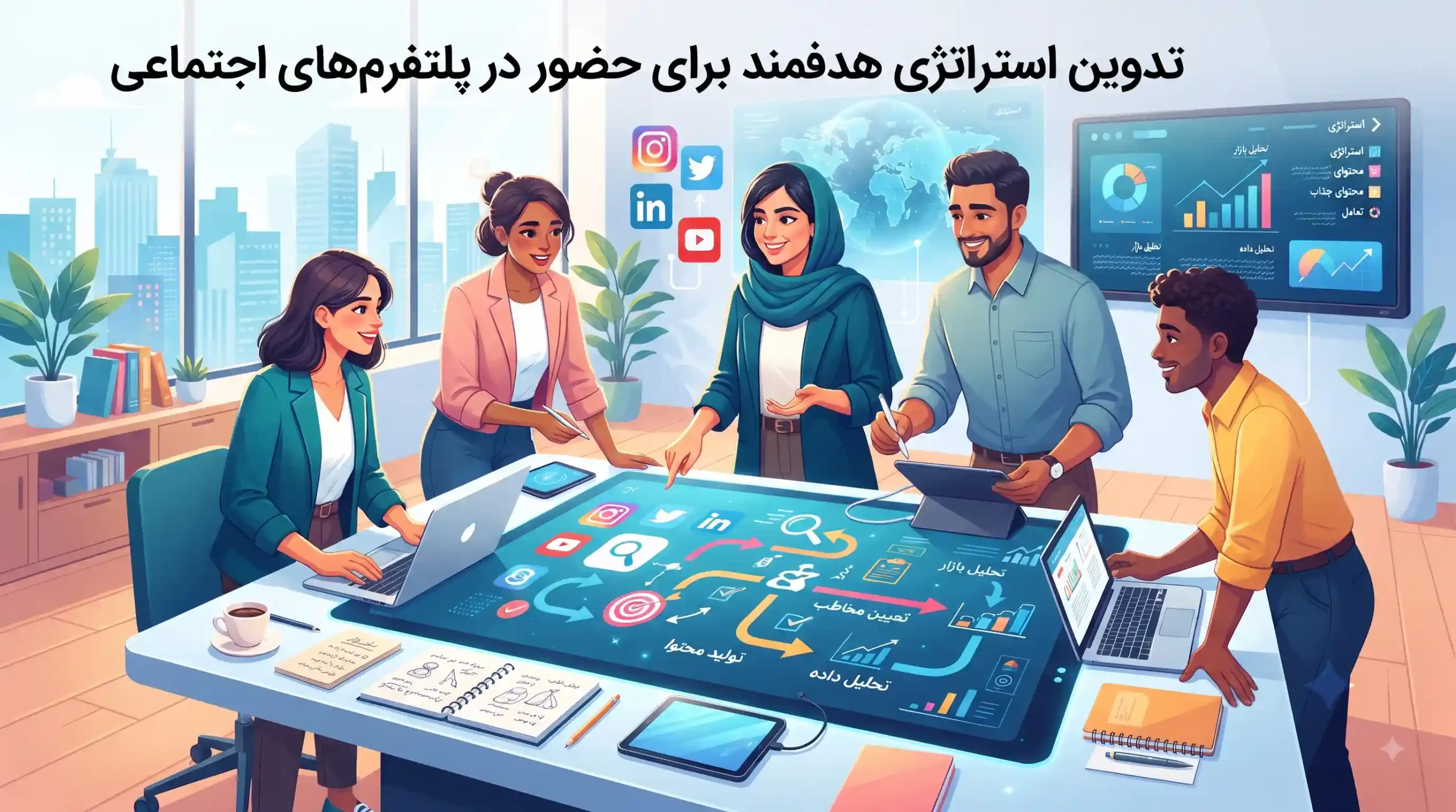 🎯 تدوین استراتژی هدفمند برای حضور در پلتفرم‌های اجتماعی