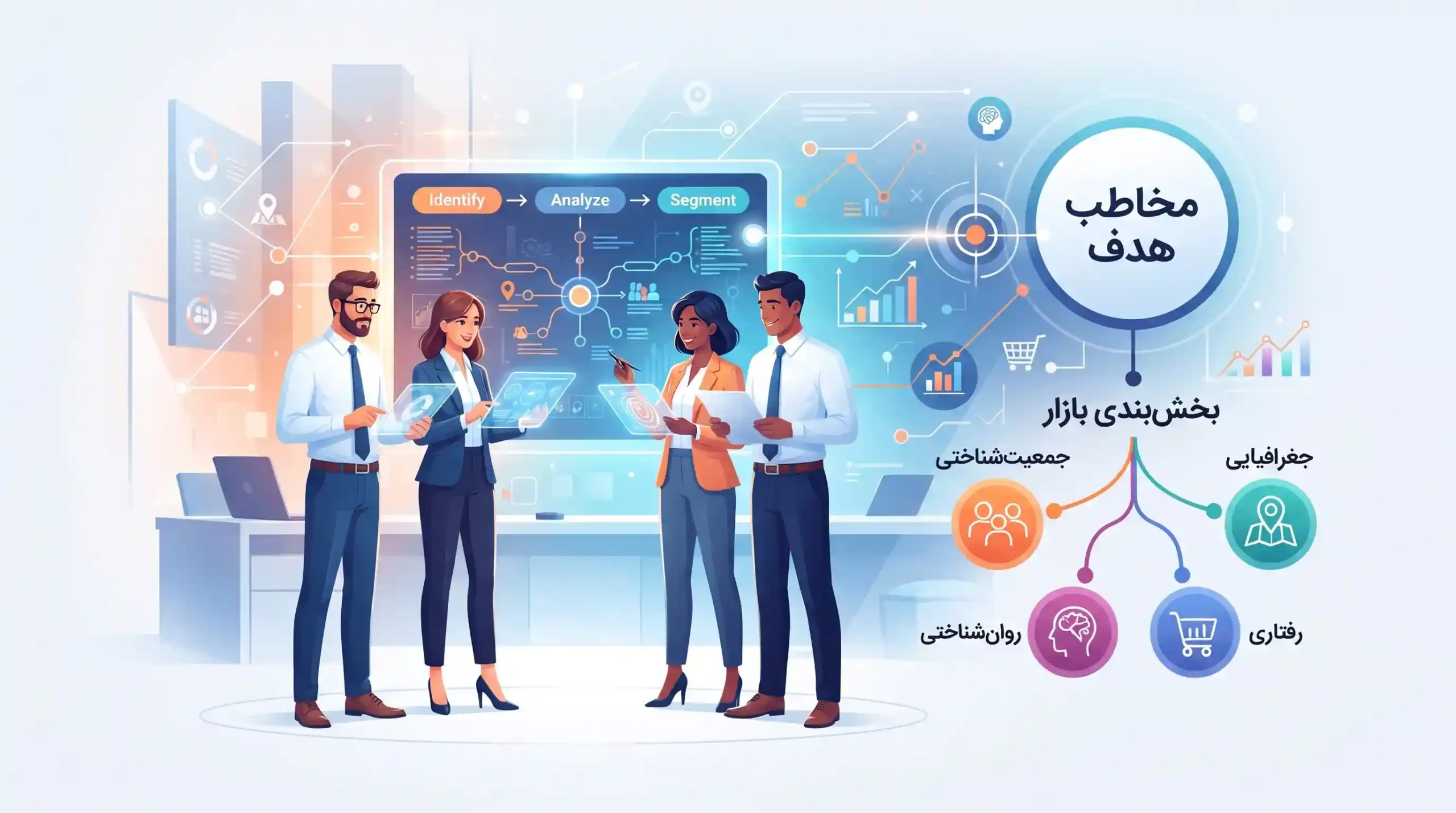 🎯 شناسایی دقیق مخاطب هدف و بخشبندی بازار