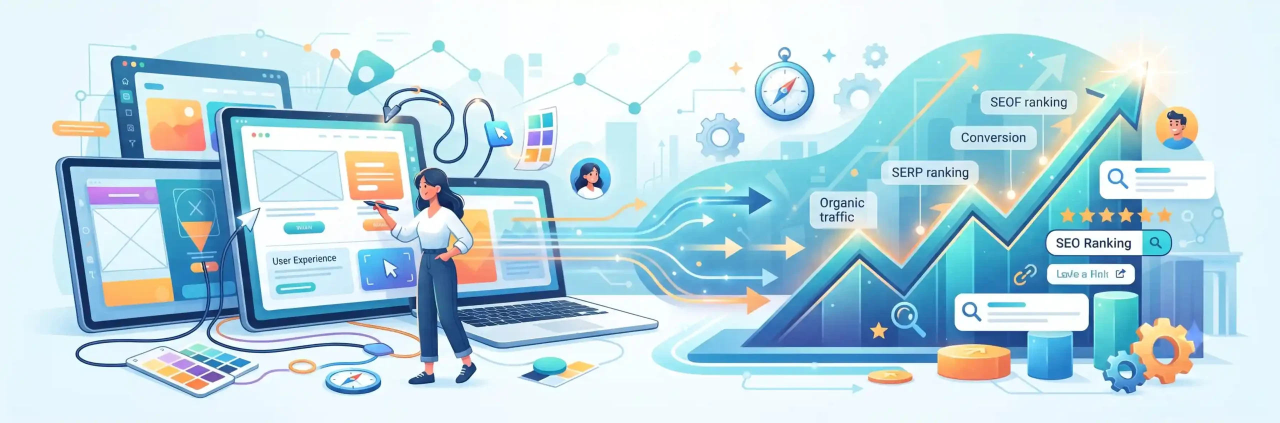 📈 تاثیر مستقیم طراحی تجربه کاربری UX / UI بر بهبود رتبه سئو