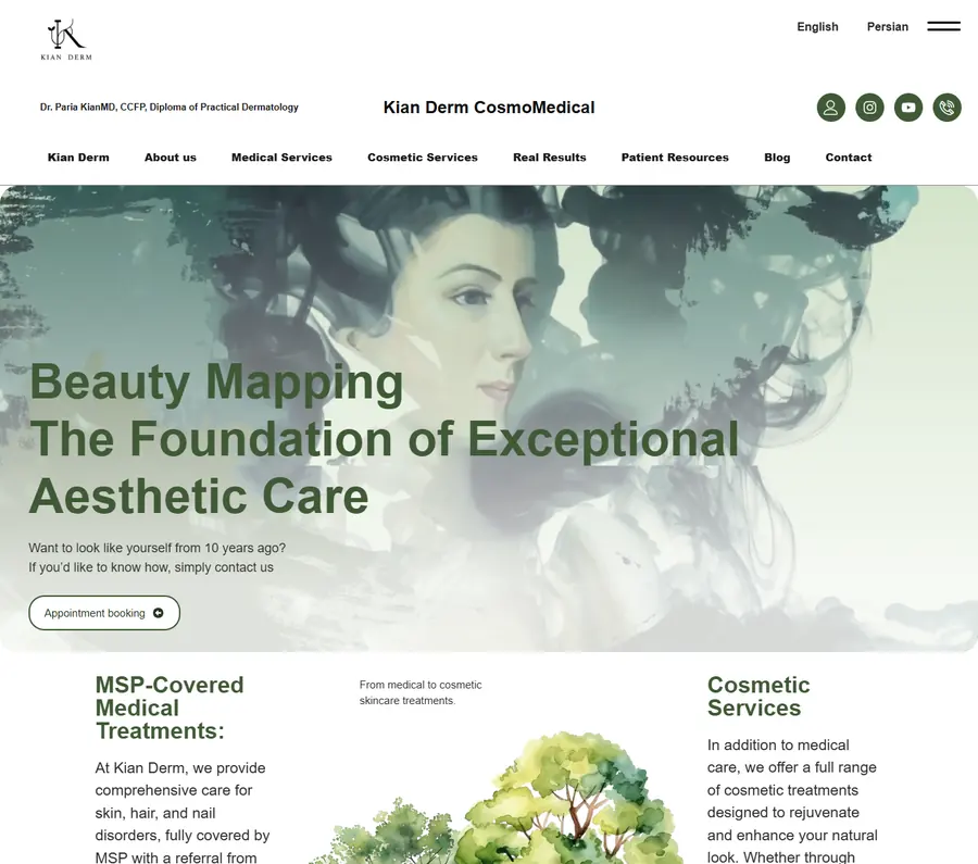 Kian Derm Canada website portfolio