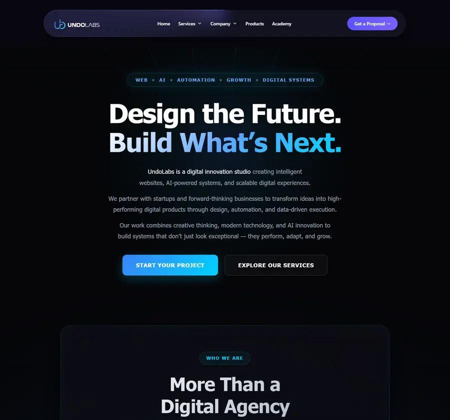 Undolabs Canada website portfolio