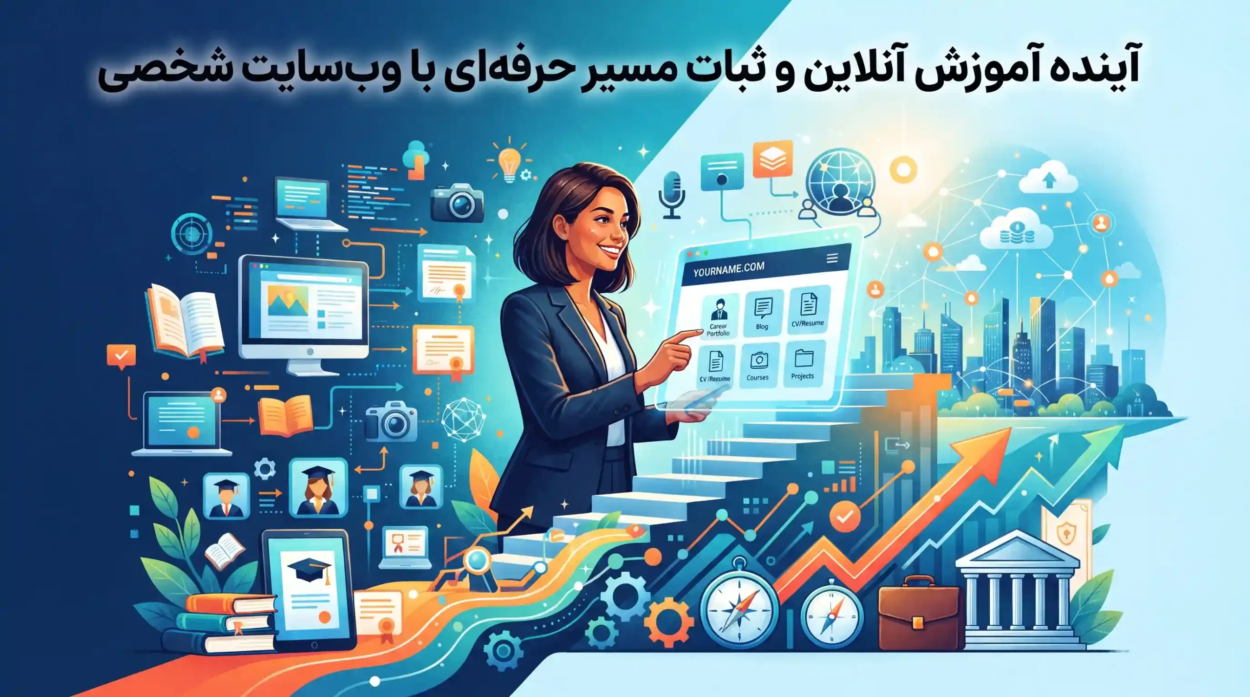 🚀 آینده آموزش آنلاین و ثبات مسیر حرفه‌ای با وب‌سایت شخصی