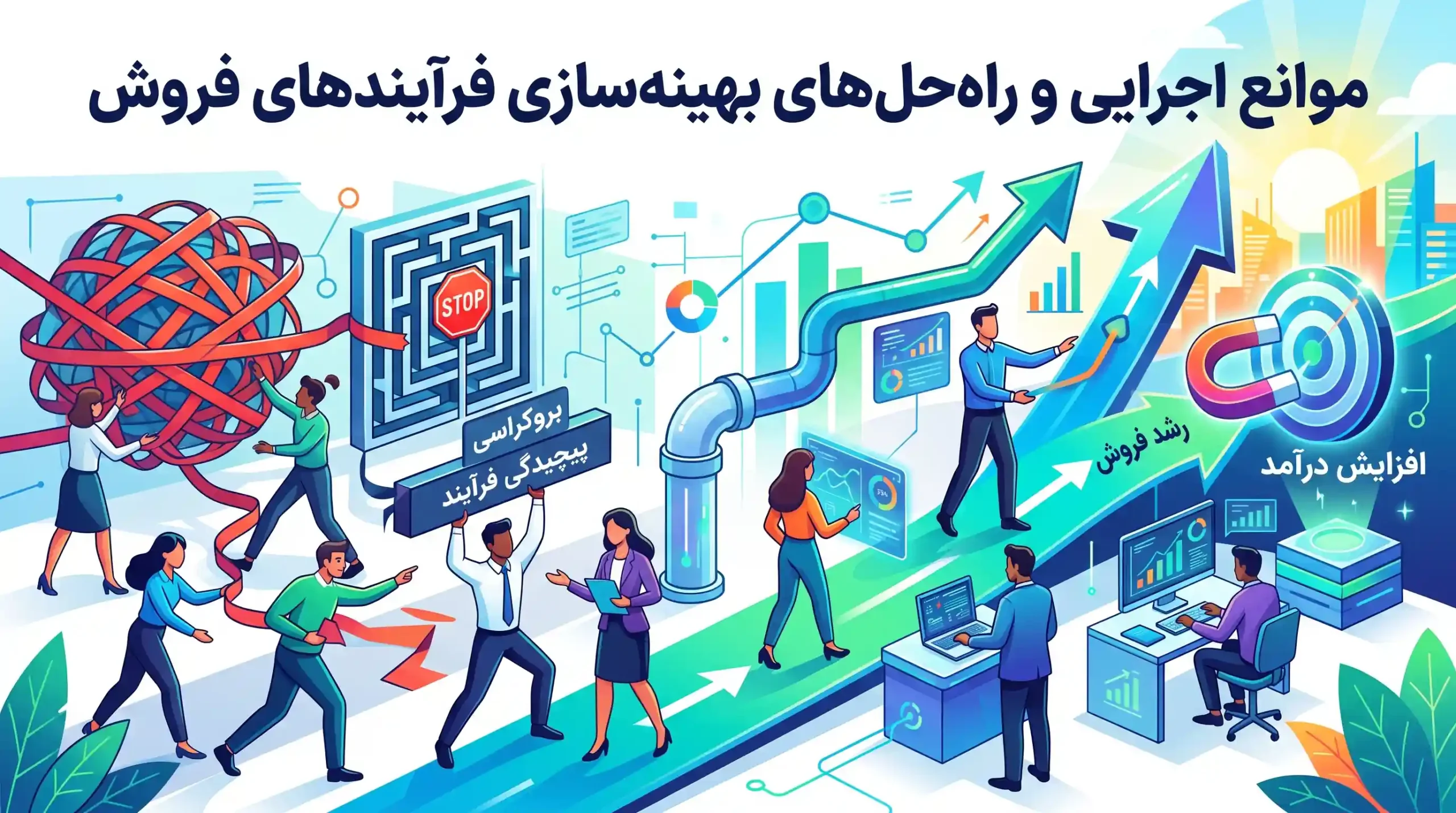 📊 موانع اجرایی و راهحلهای بهینهسازی فرآیندهای فروش